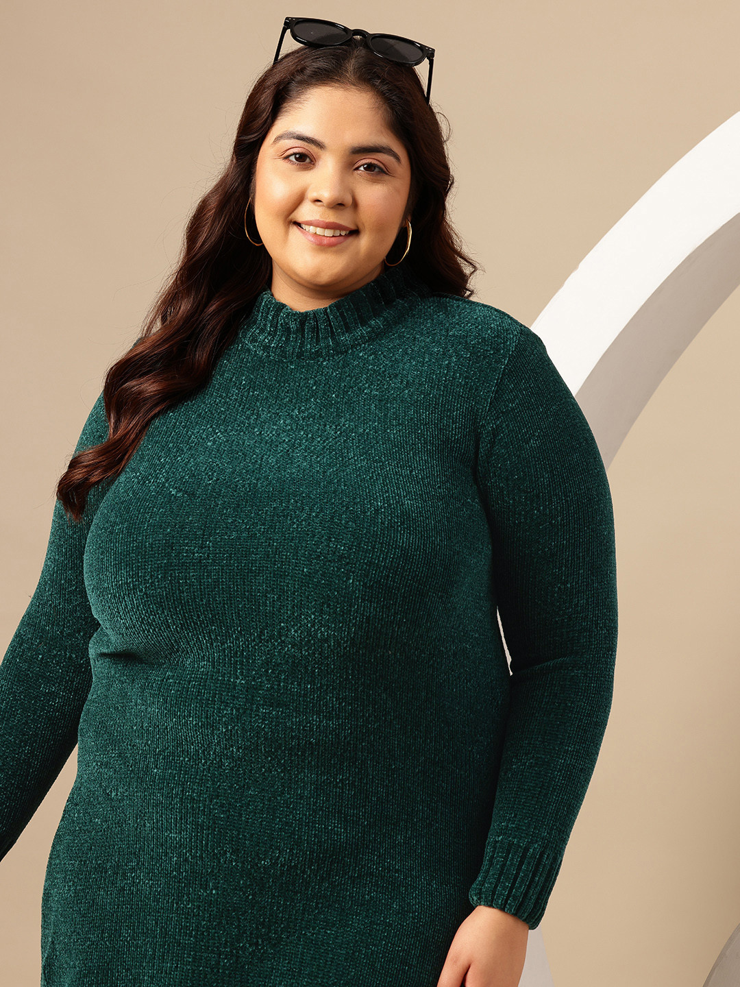 Sztori Plus Size High Neck Sweater Dress