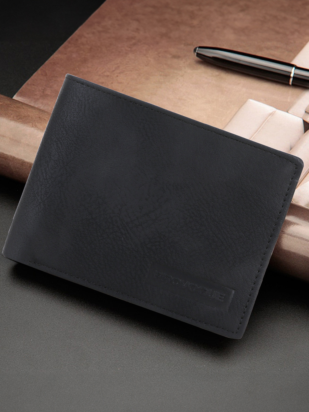Provogue Men PU Brand Logo Non Detachable Flap Two Fold Wallet