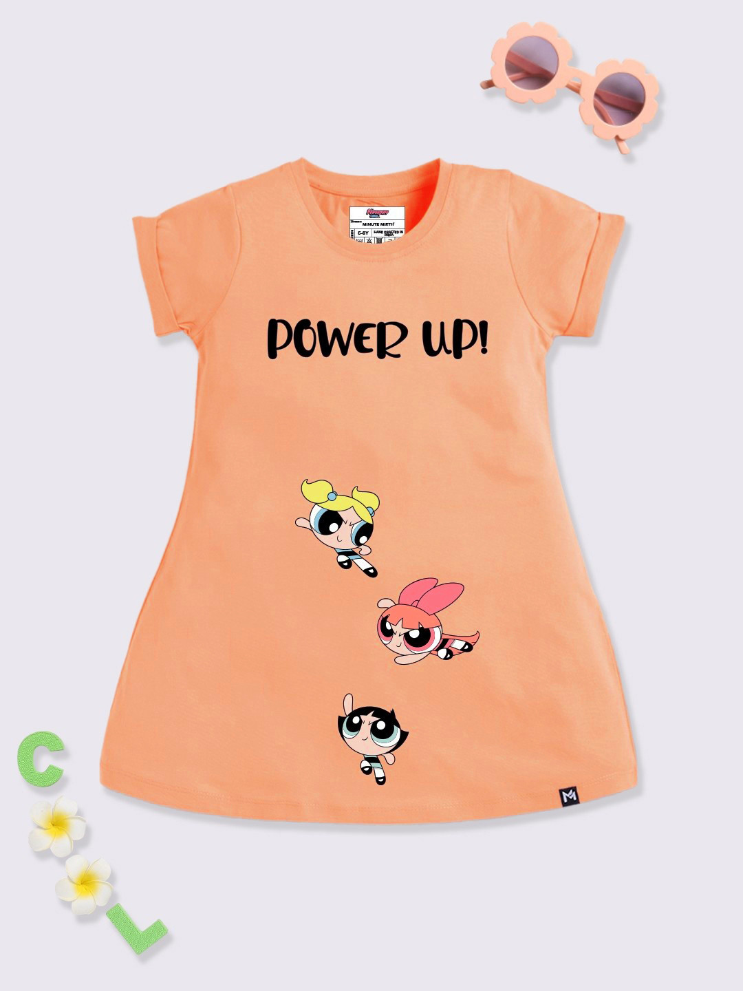 YK X Minute Mirth Girls Powerpuff Girls Printed Cotton T-shirt Dress