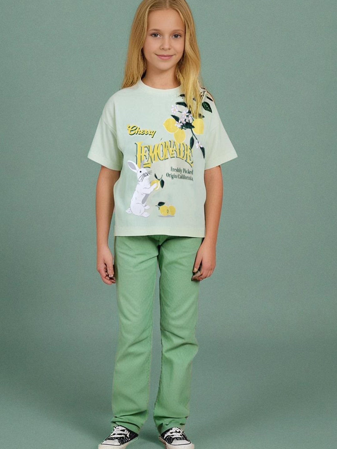 Cherry Crumble Girls Animal Printed Round Neck Drop-Shoulder Sleeves Pure Cotton T-shirt