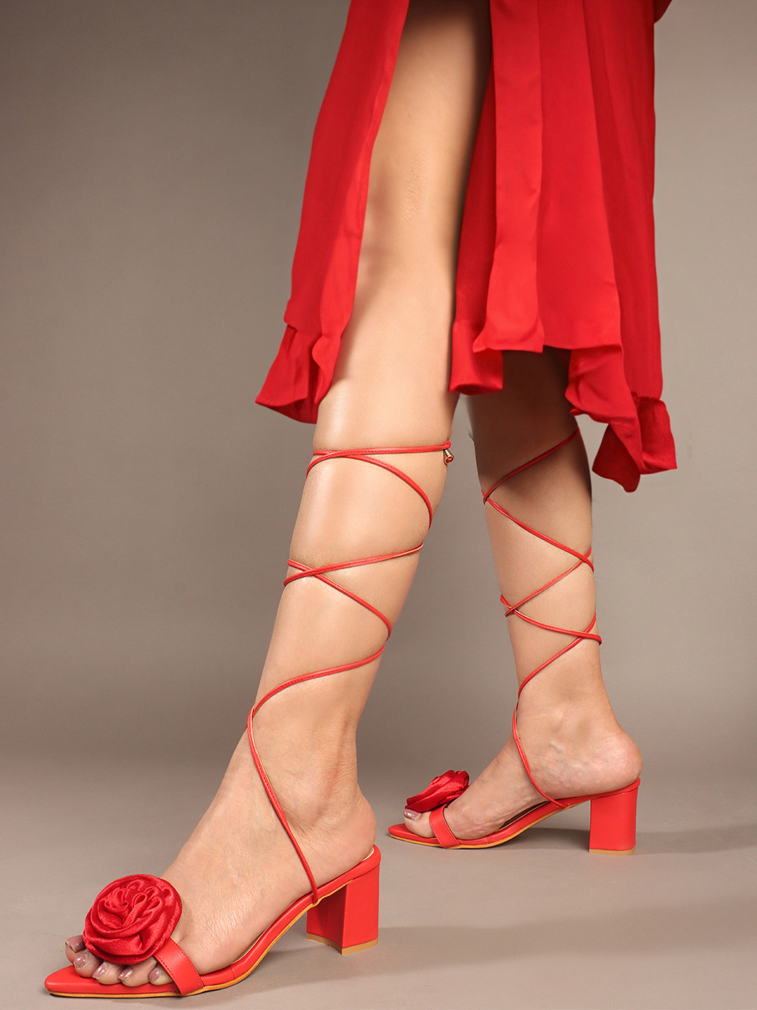 TRYME Women Open Toe Block Heel Gladiators