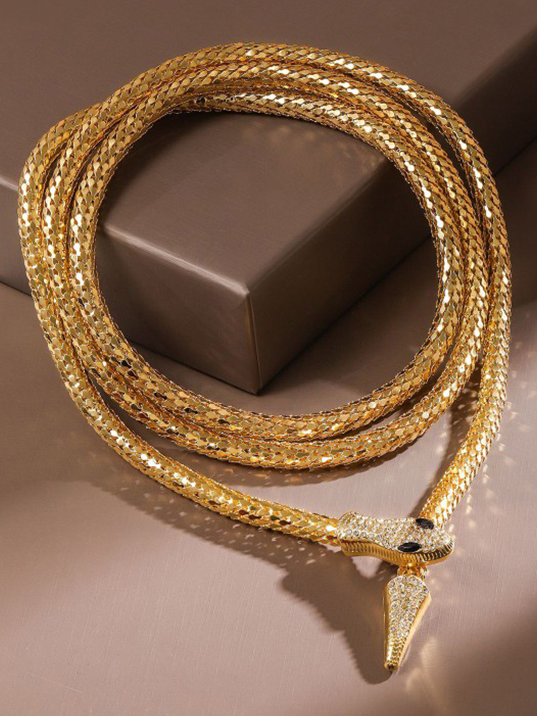 ADC SHEMONA Mamushi Gold-Plated AD Studded Choker Necklace