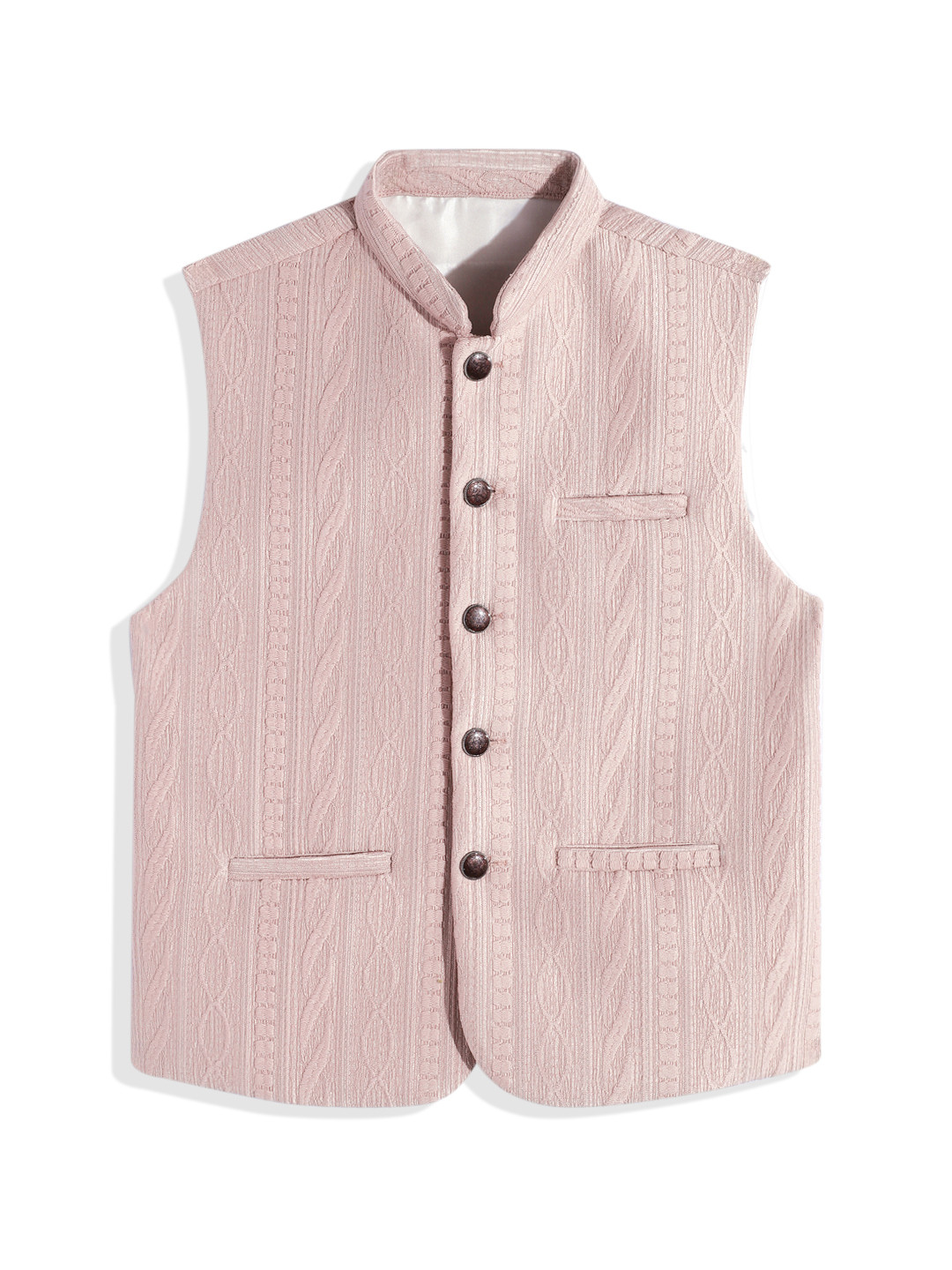 CHARCHIT Boys Textured Brocade Pure Cotton Nehru Jacket