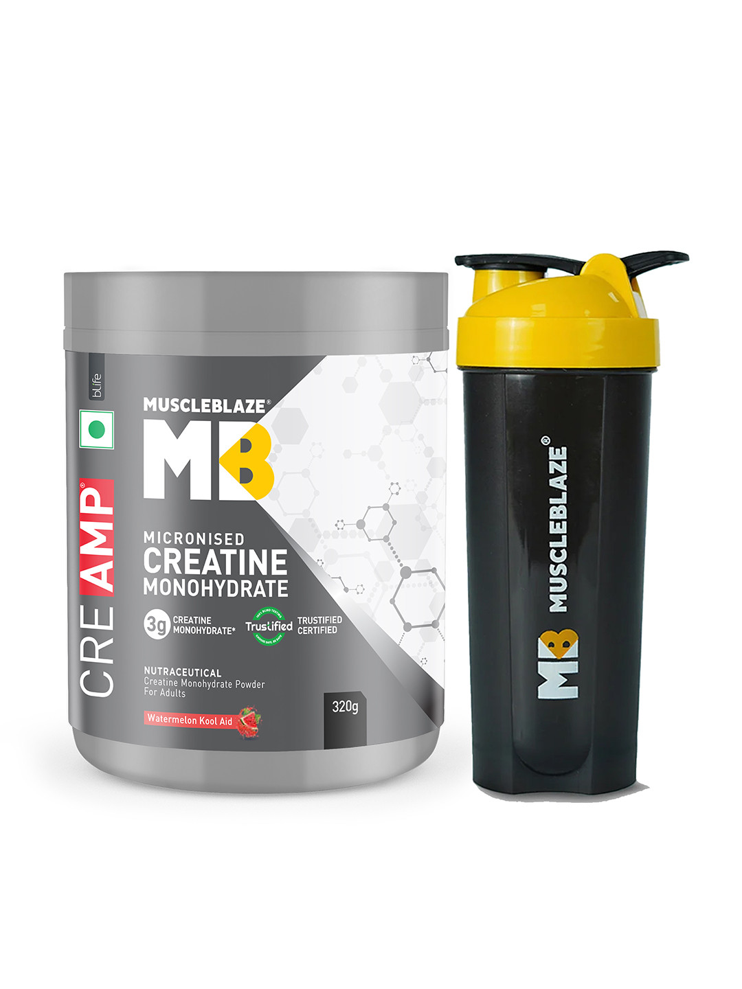 MuscleBlaze Creatine Monohydrate CreAMP-320 g - Watermelon Kool Aid With Shaker -650ml