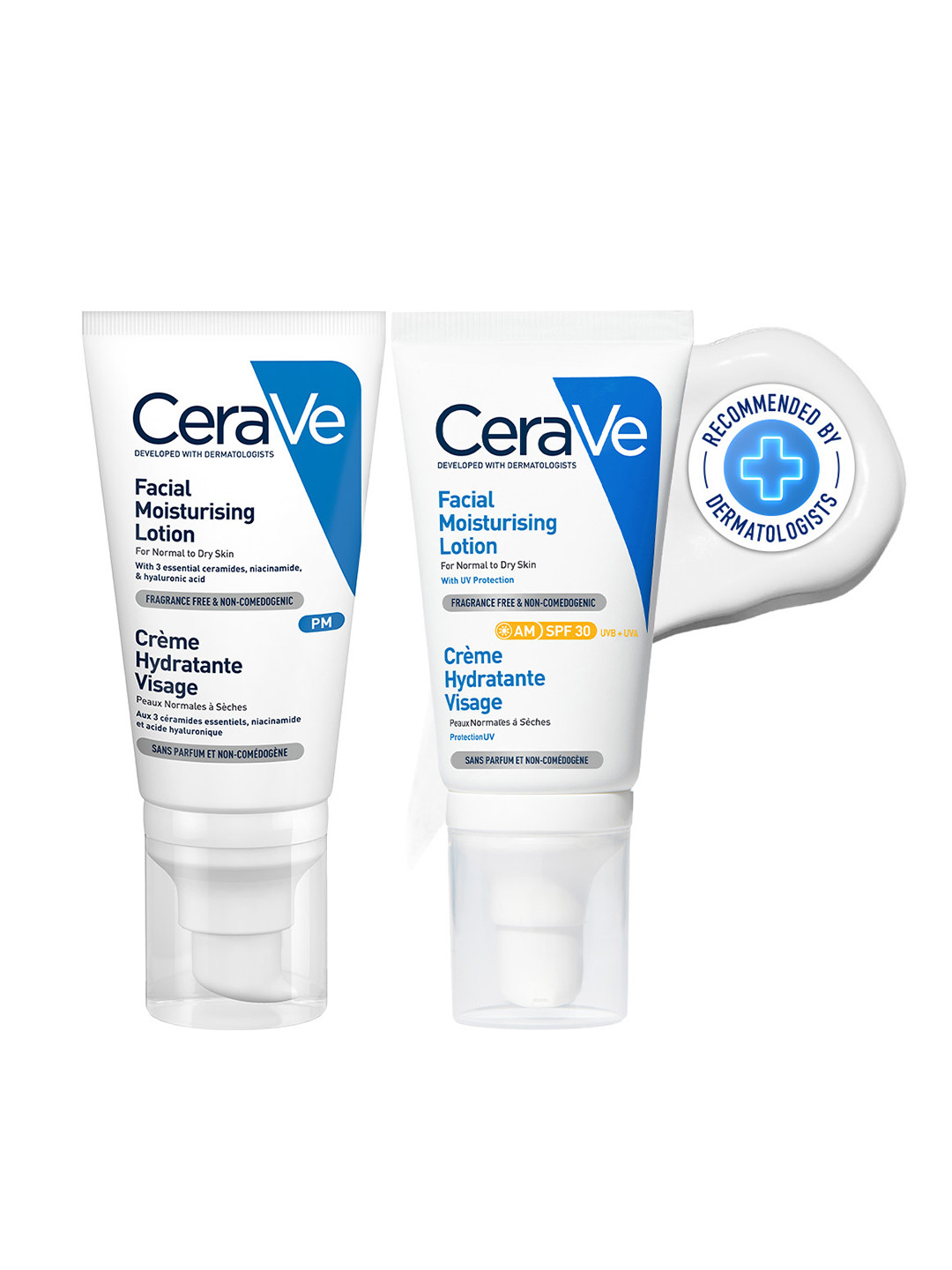 CeraVe AM Moisturizing Lotion with SPF 30 & Night Cream - Day & Night Moisturizer Combo