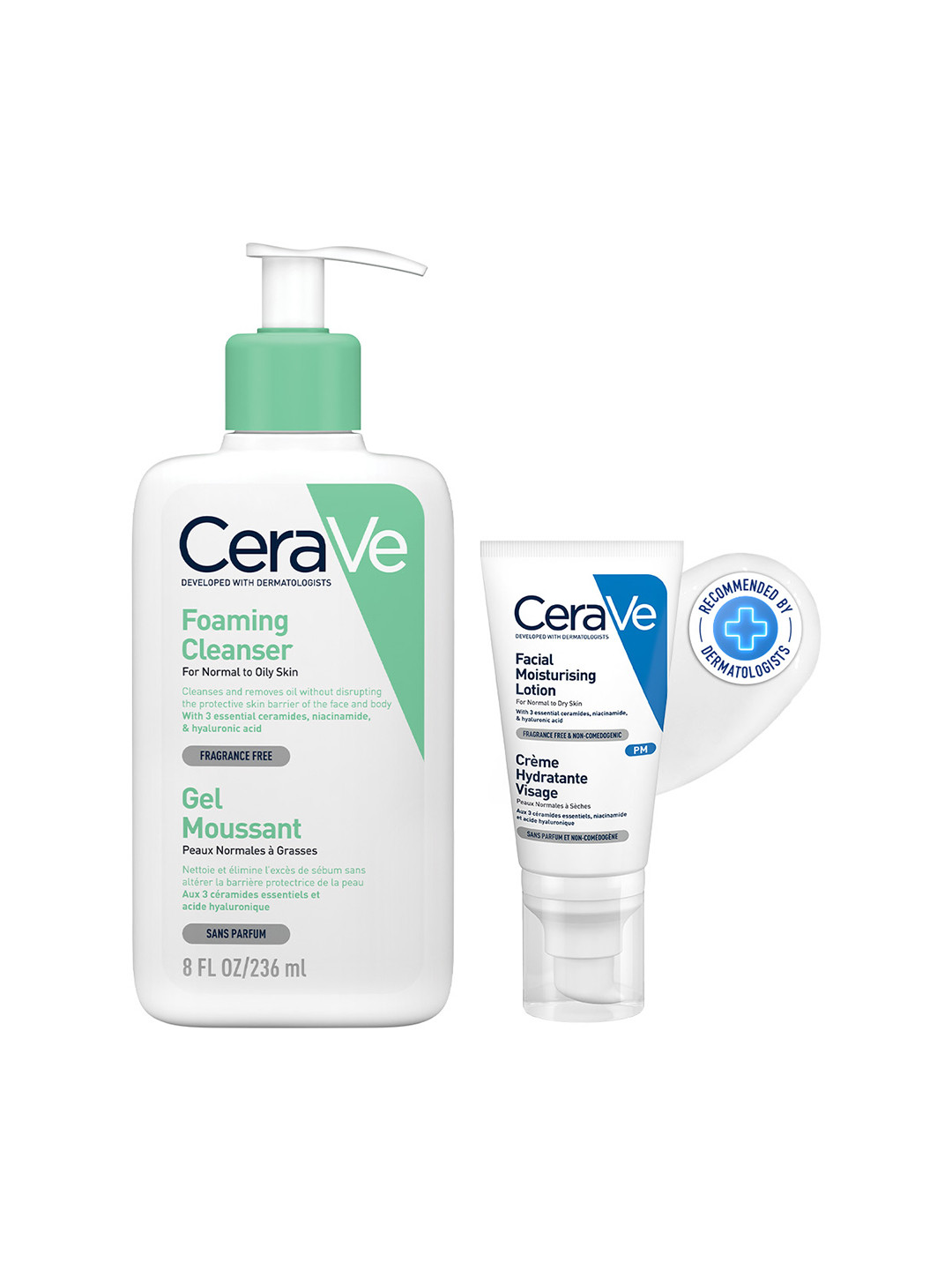 CeraVe Facewash & PM Moisturizer Combo with Ceramides - Evening Routine for Oily Skin