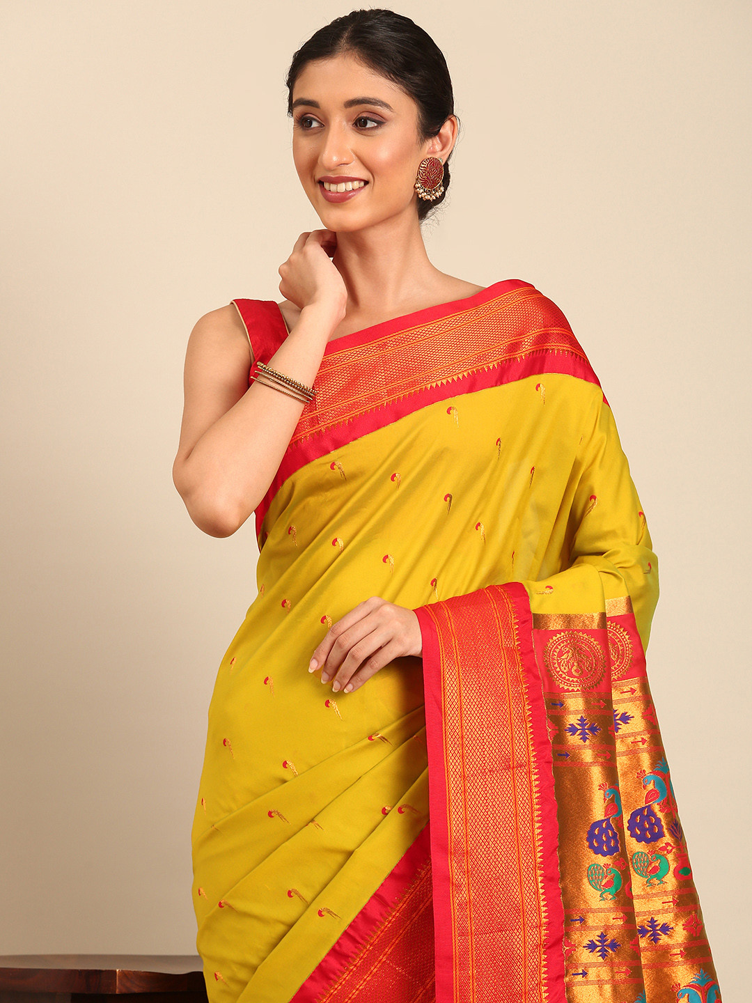 Varkala Silk Sarees Ethnic Motifs Woven Design Zari Paithani Saree