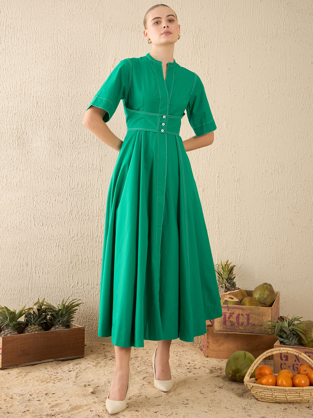 Uptownie Corset Panelled Midi Dress