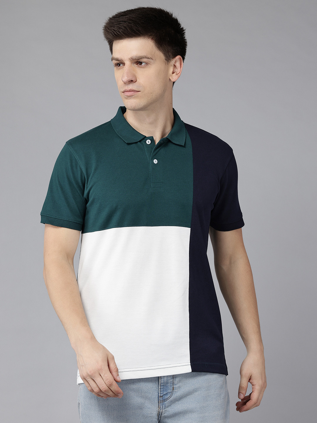 PERFKT-U Men Premium Colourblocked Polo Collar T-shirt