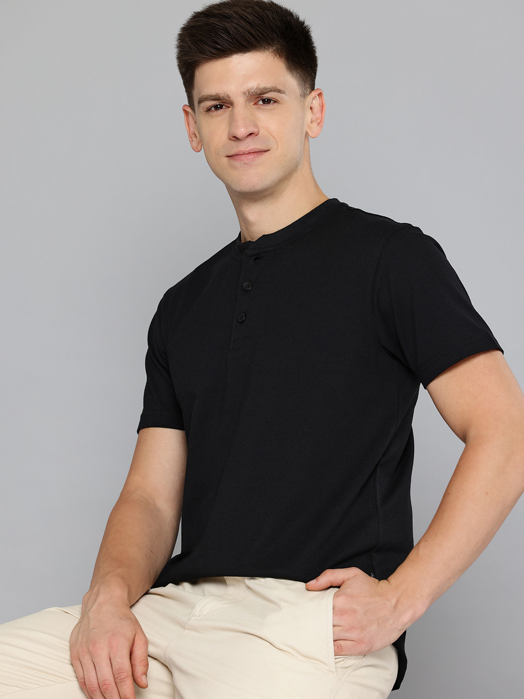Flying Machine Men Henley Neck T-shirt