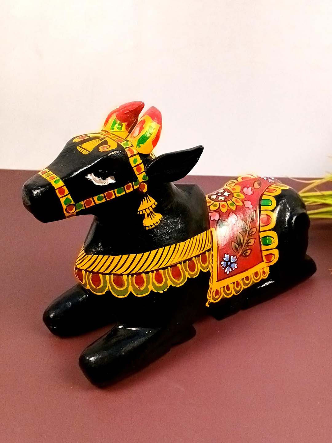 apka mart Nandi Cow Black Wood Natural Living Room Medium Showpiece -