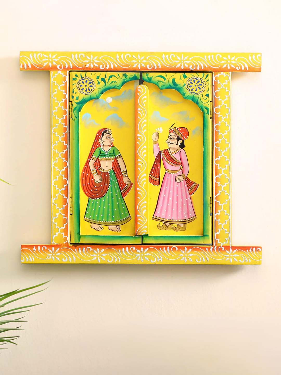 apka mart Window Jharokha Frame Wood Ethnic Motifs Matte Hanging Hall Jharokas-14.2In