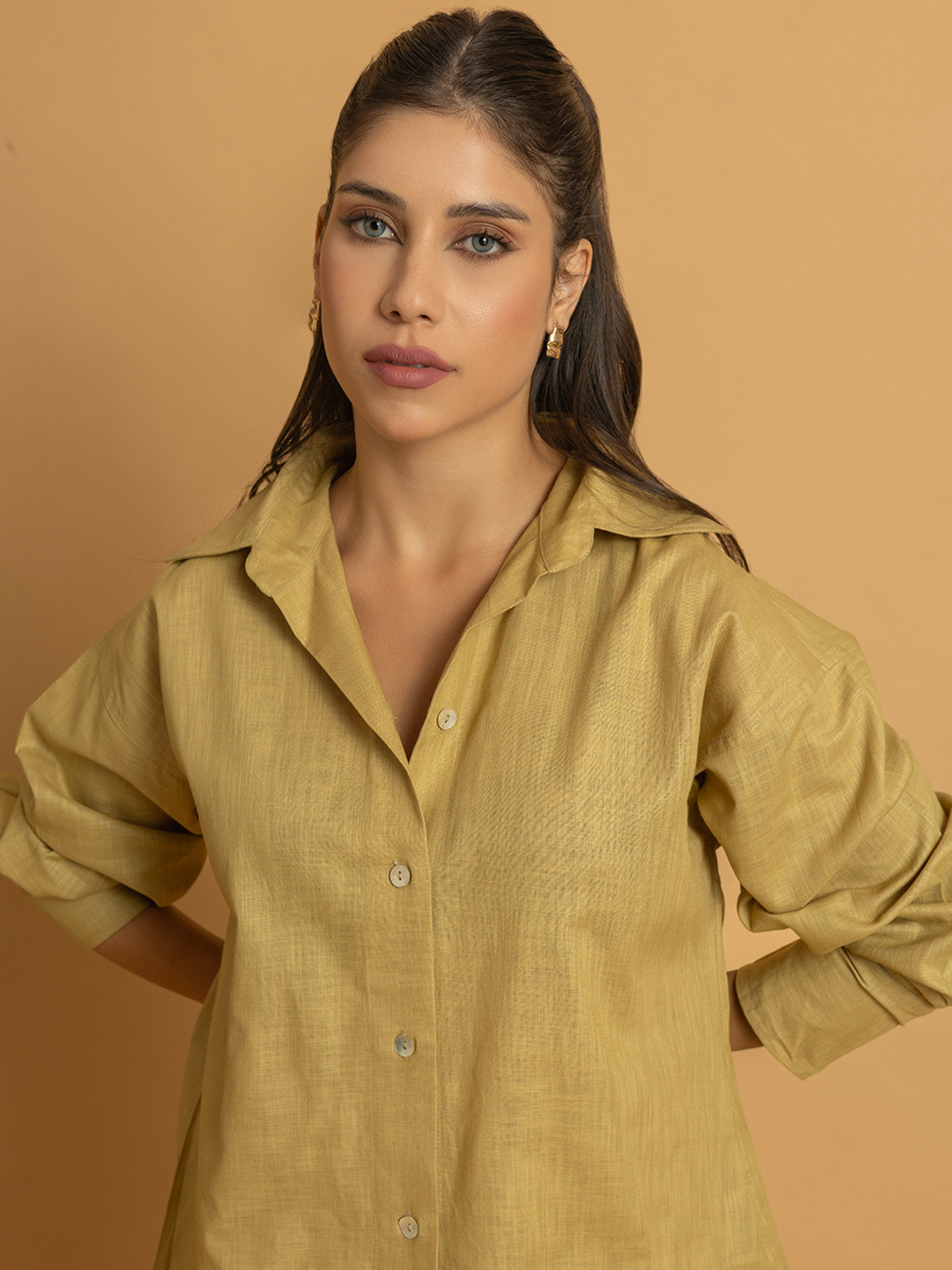 Lounge Dreams Linen Blend Striped Oversized Casual Shirt