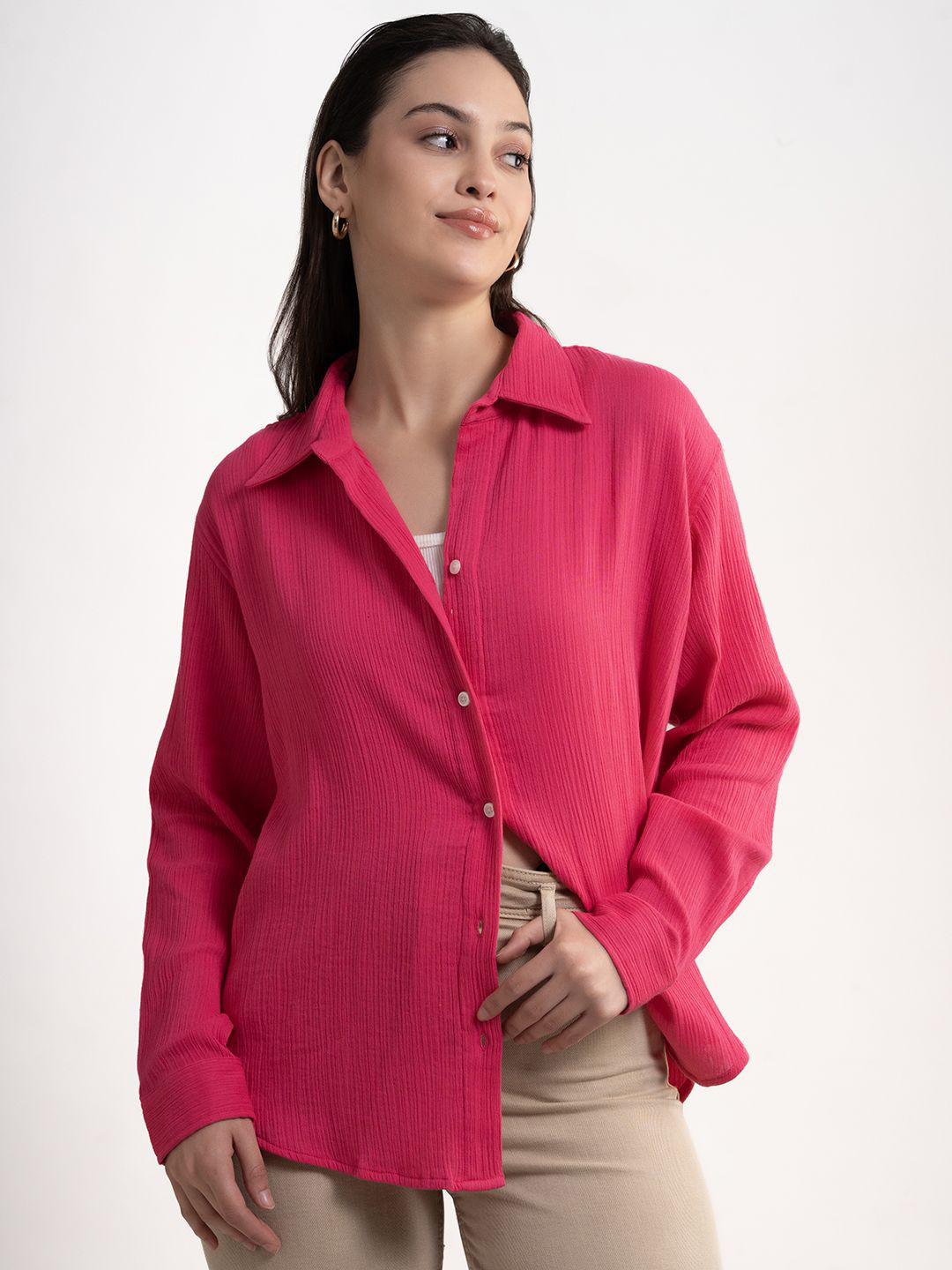 Lounge Dreams Wrinked Gauze Cotton Shirt