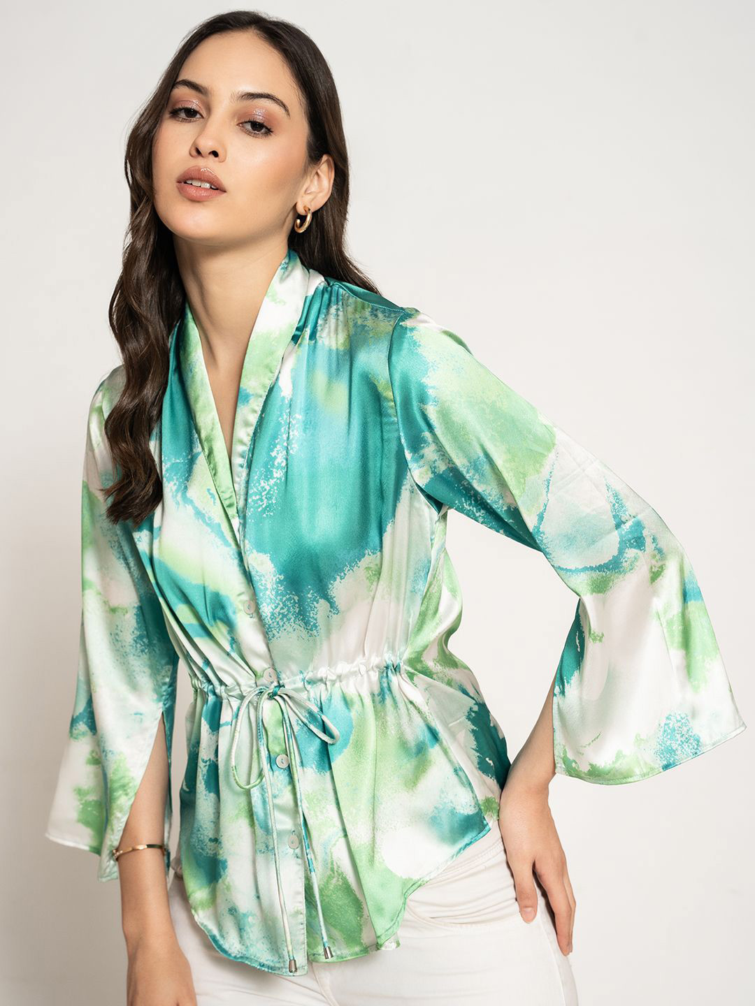 Lounge Dreams Women Ombre Satin Shirt Style Top
