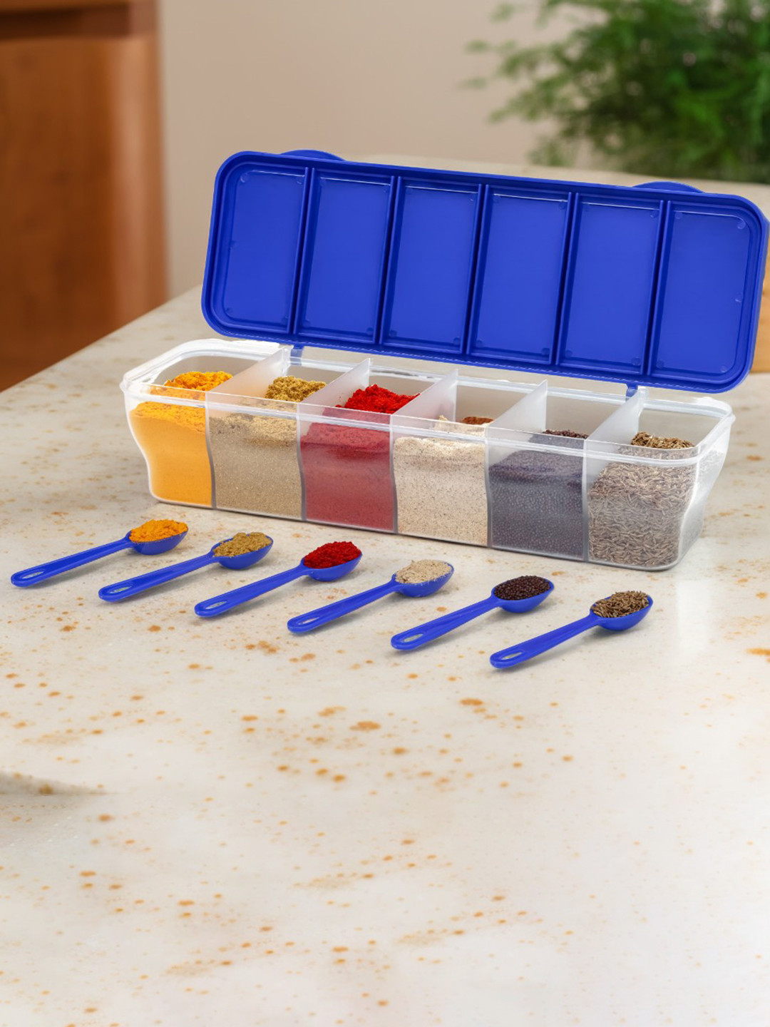 Metrolife Blue Plastic Easy To Clean Flip Top Box Container Set-1.5L