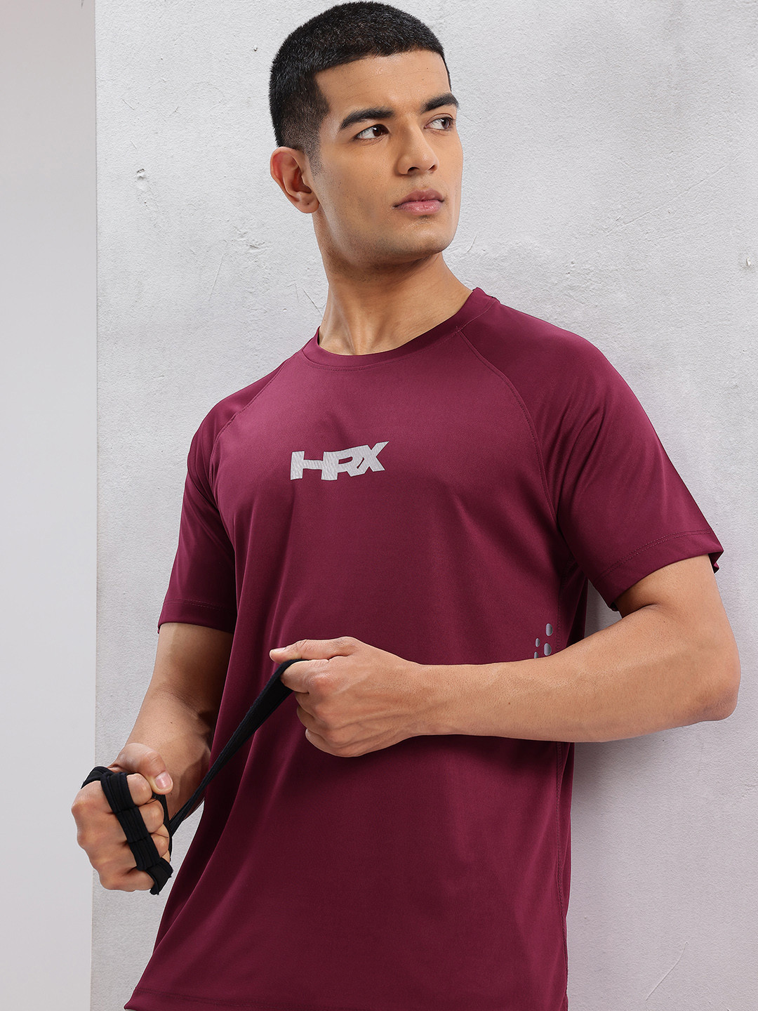 HRX by Hrithik Roshan Brand Logo Print Rapid-Dry Training T-shirt with Reflective Elements