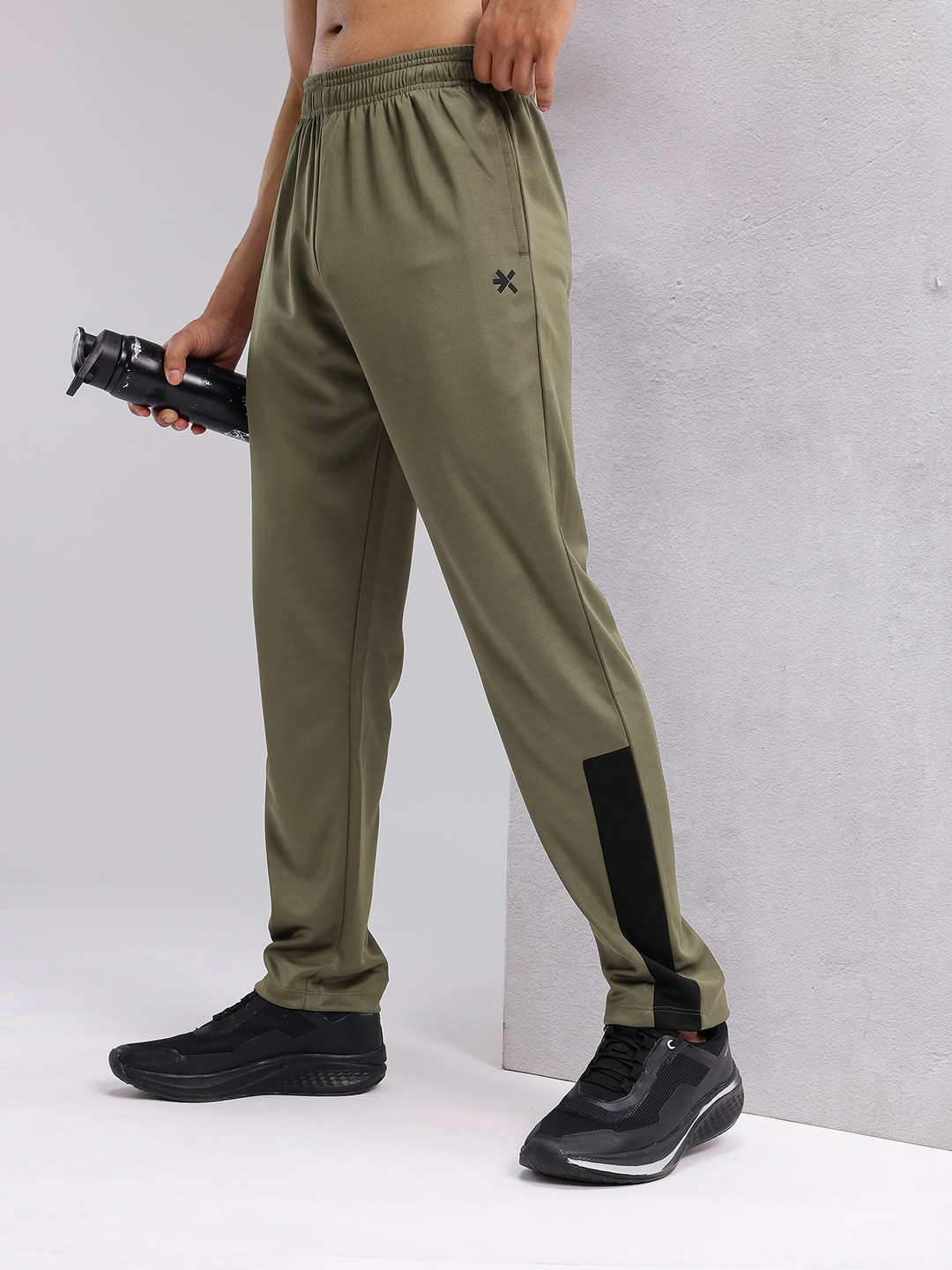 HRX by Hrithik Roshan Men Mid-Rise Rapid-Dry Running Track Pants with Side Taping Detail