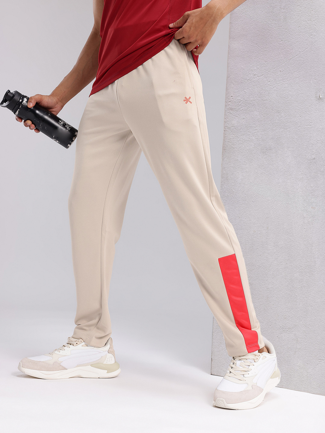 HRX by Hrithik Roshan Men Mid-Rise Rapid-Dry Running Track Pants with Side Taping Detail