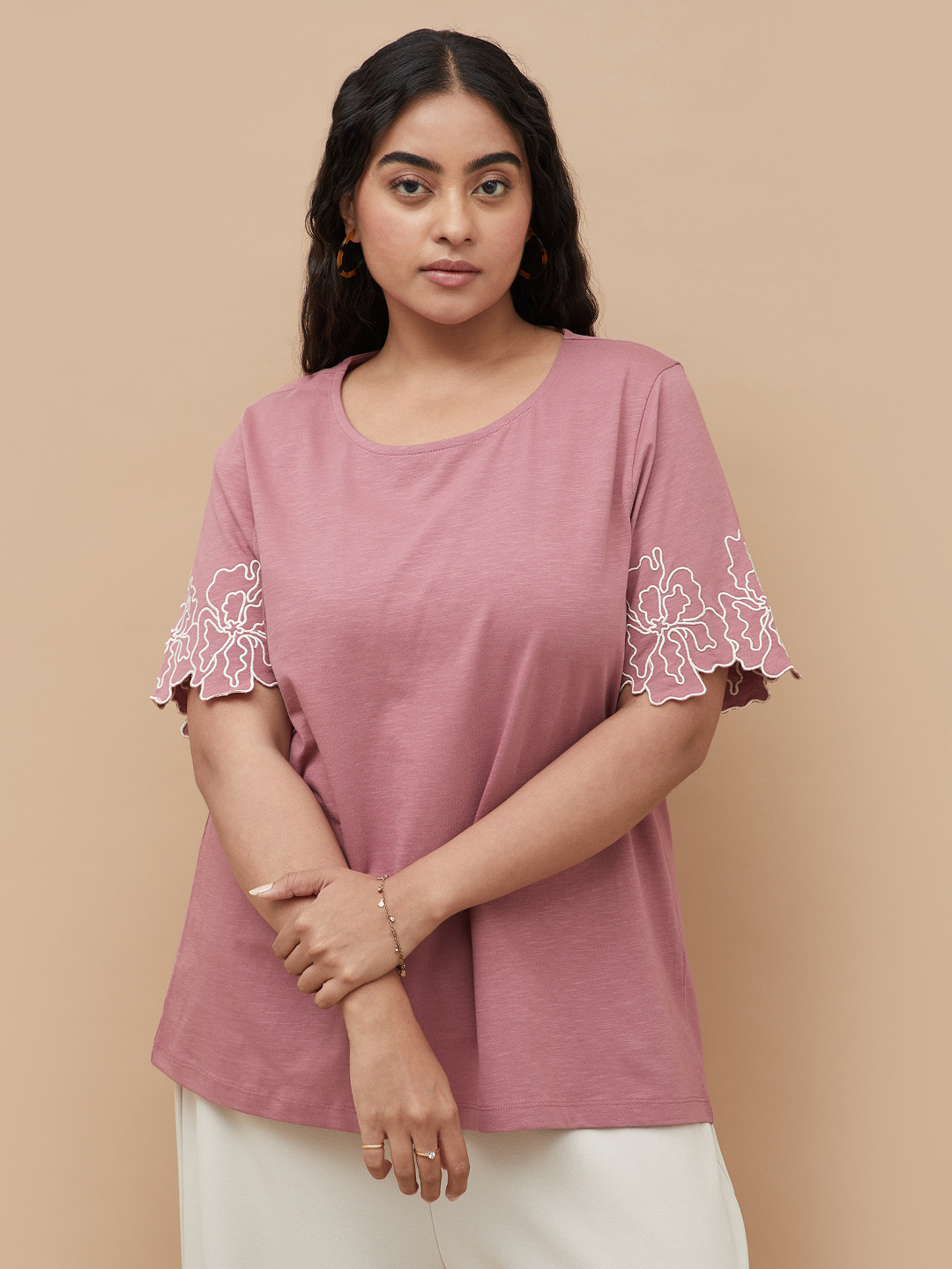 Women Plus Size Bell Sleeve Cotton Top
