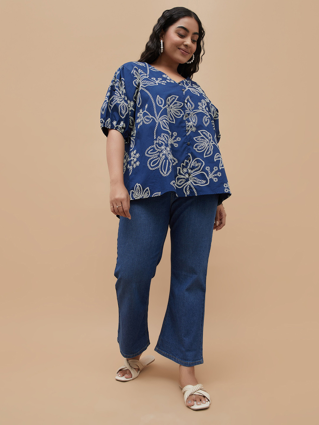 Nexus by Lifestyle Women Blue Solid Plus Size Pants