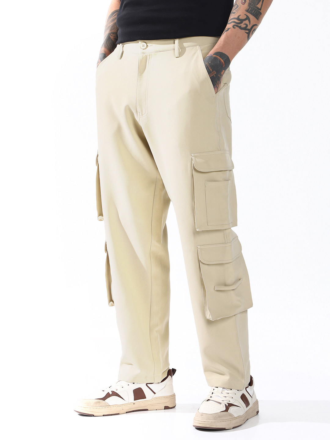 Hubberholme Men Relaxed Straight Leg Heavy Utility Cargo Korean Pants