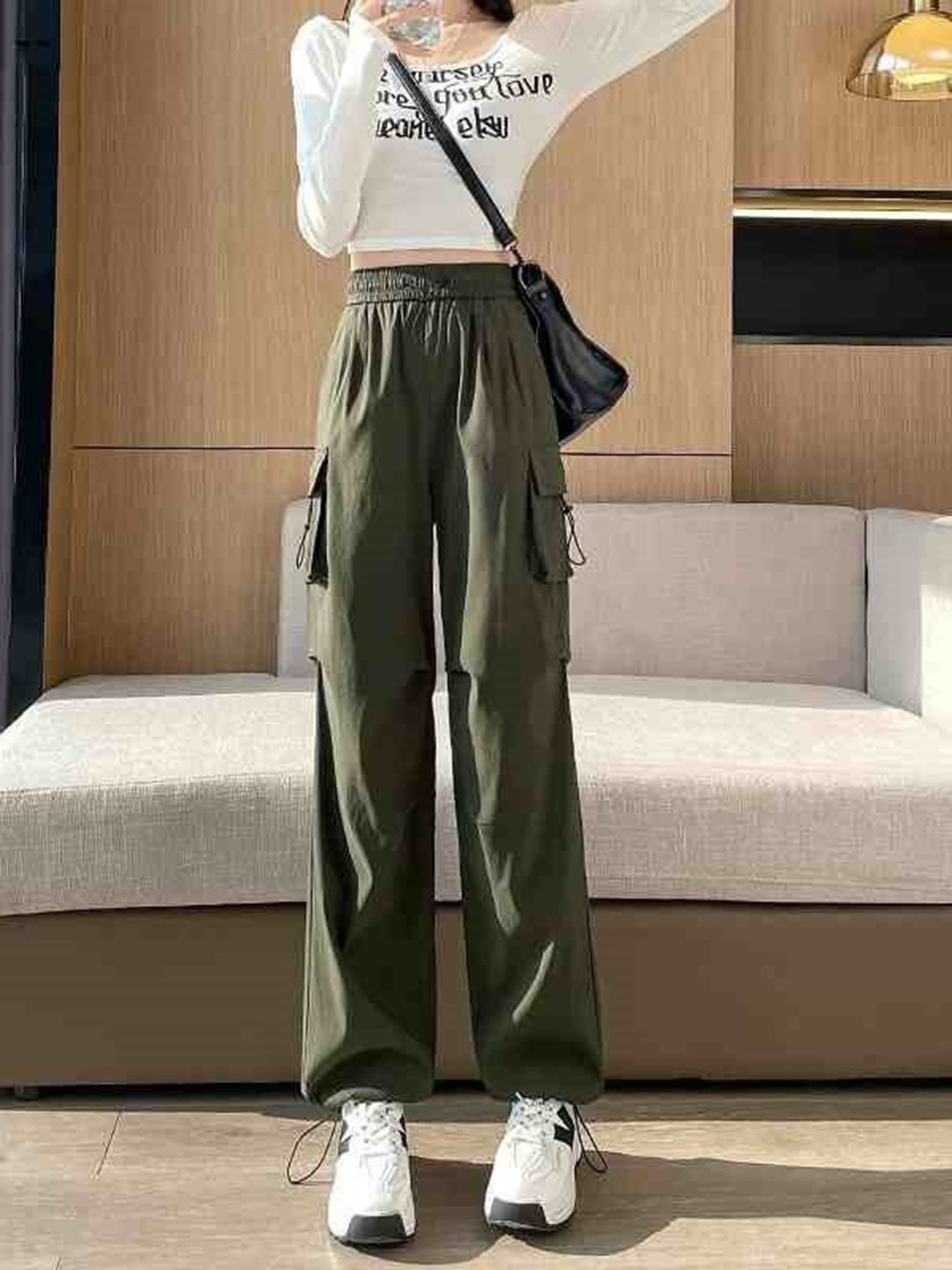 Outzidr Multi Pocket Olive Cargo Pants