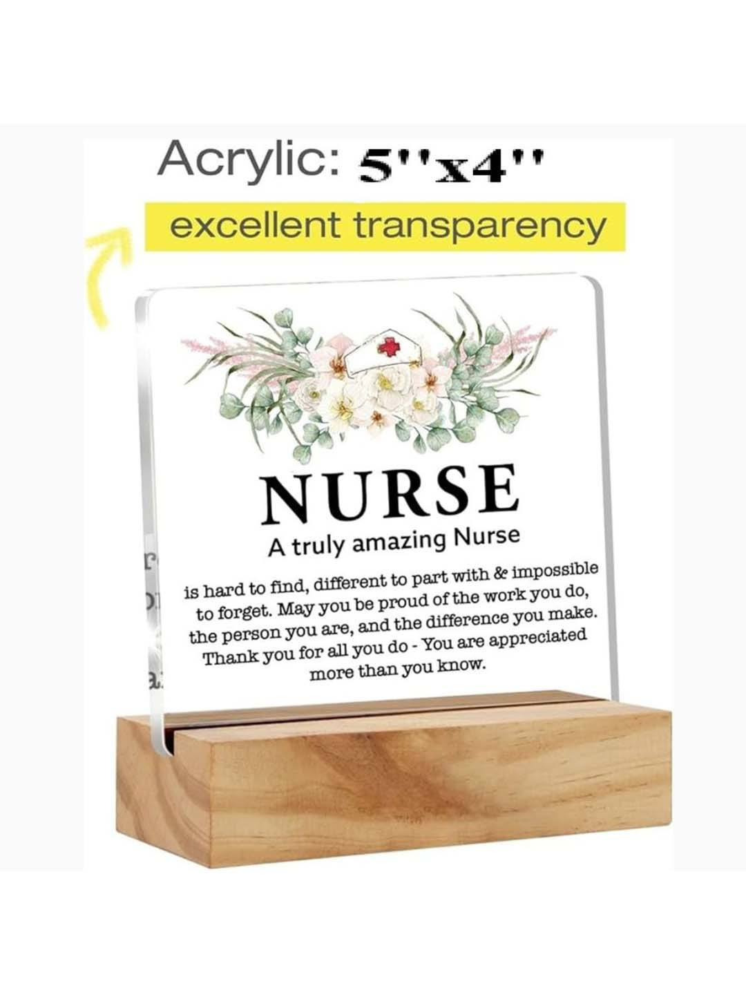 BS AMOR Thank You Gifts For Women Nurse White Wood Natural Living Room Set of 2 Medium Showpieces - 2 Inches