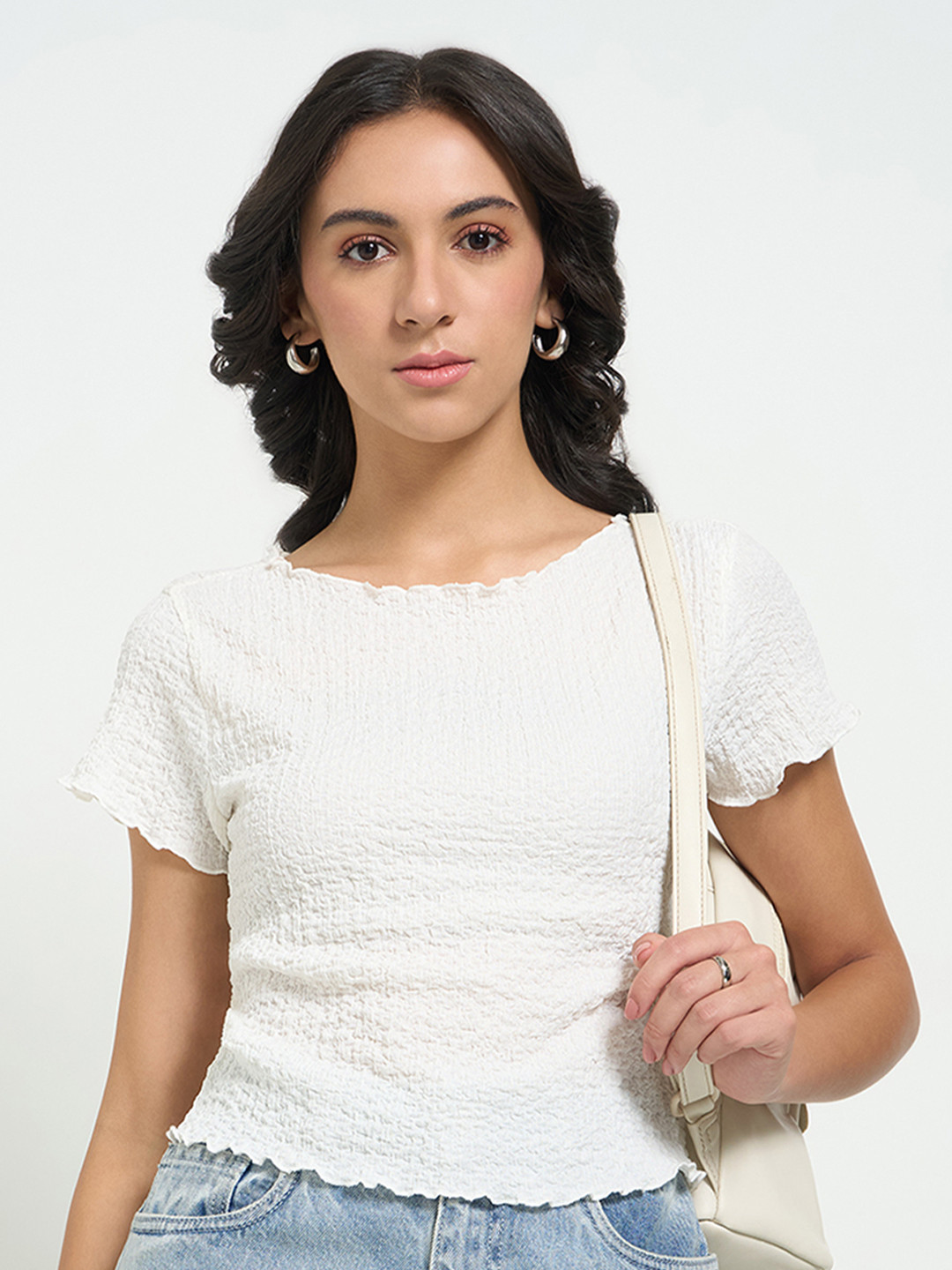People Women Textured Solid Textured Top