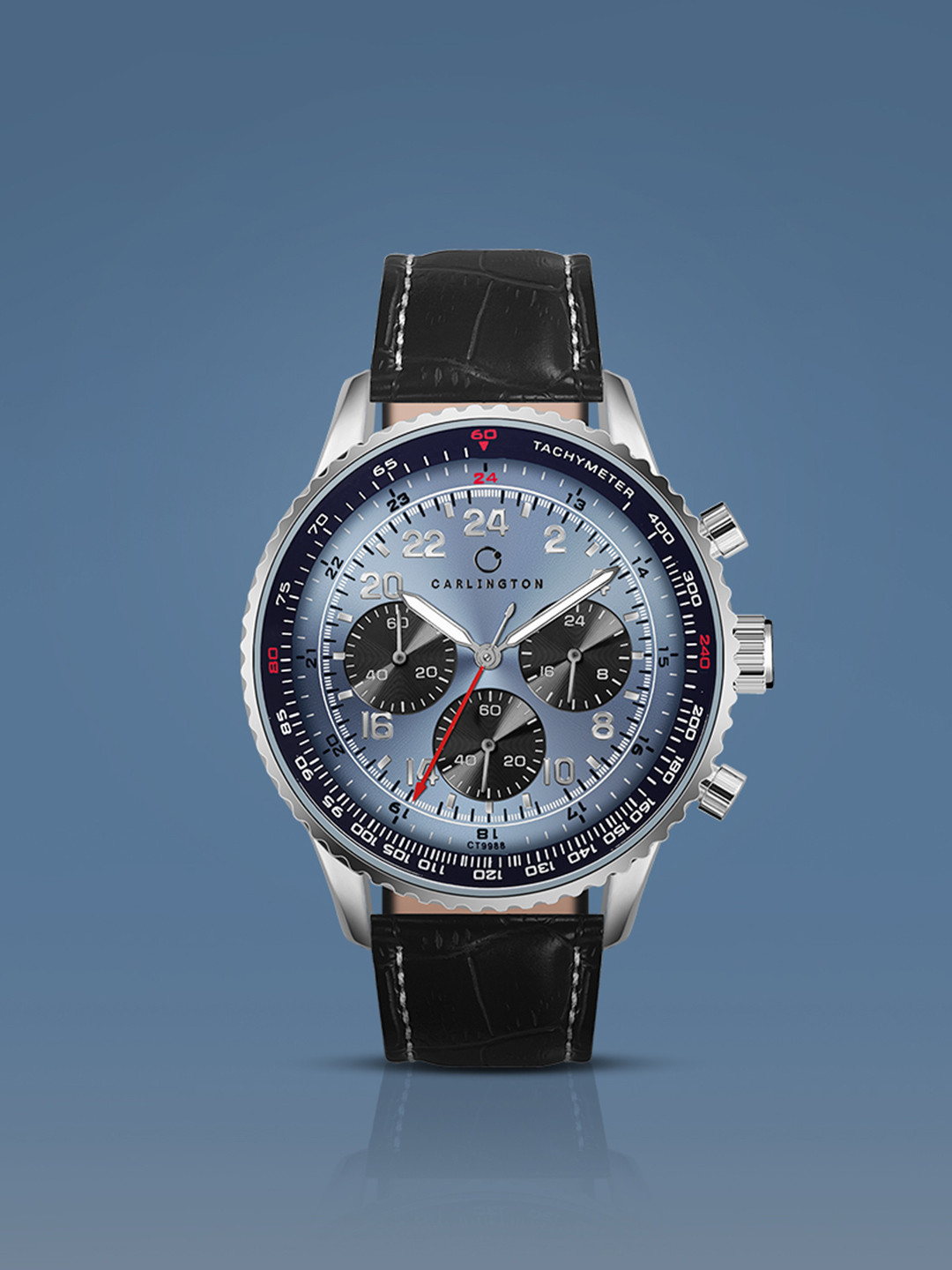 CARLINGTON Men Dial & Leather Straps Analogue Multi Function Watch Legacy 9988 Blue Black