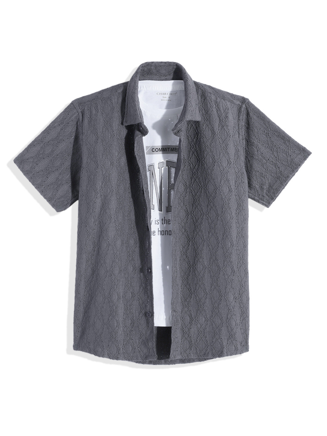 CHARCHIT Textured Casual Shirt and Printed T-Shirt