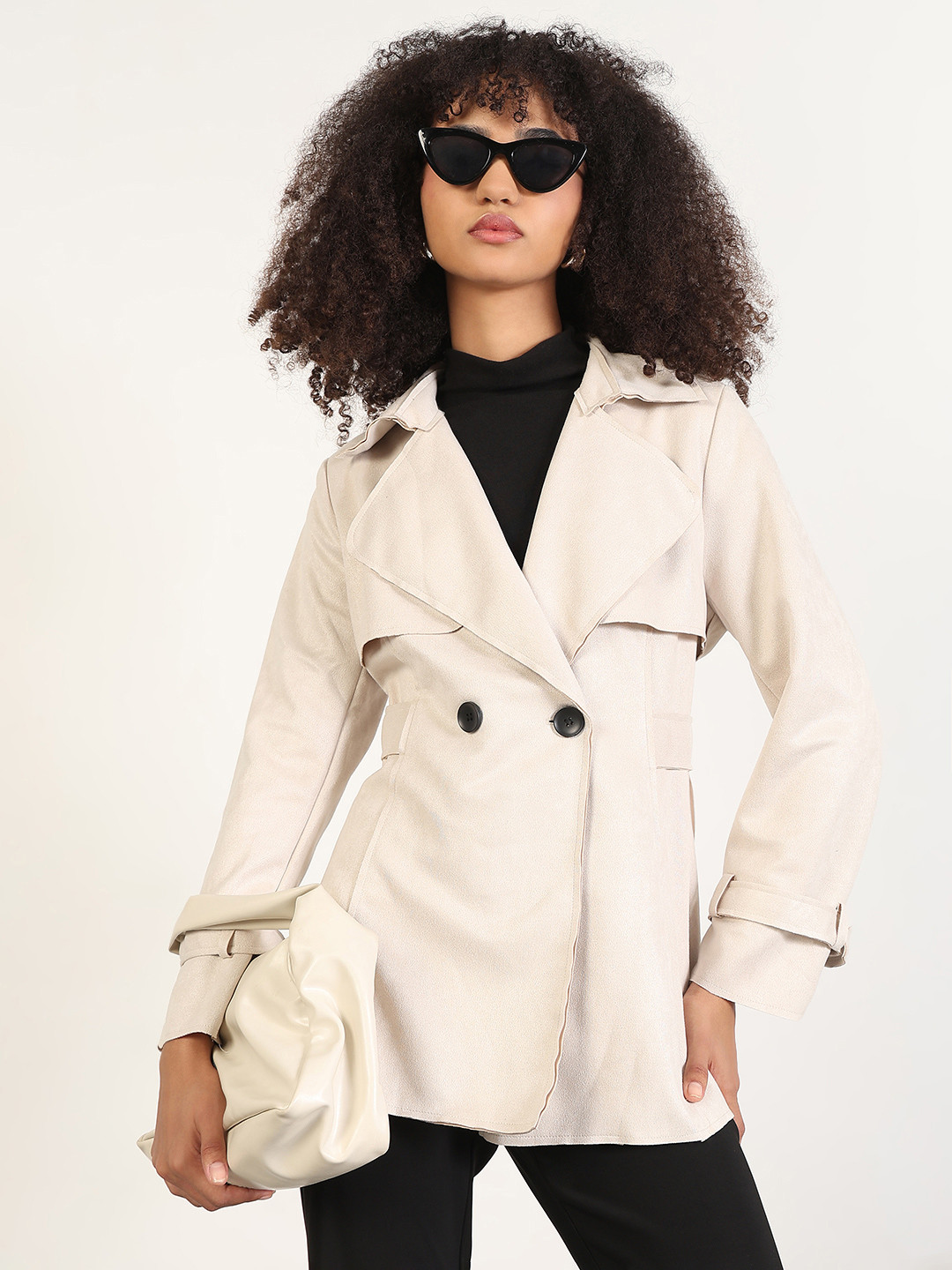 SHOWOFF Women Solid Trench Coat With WristBelt