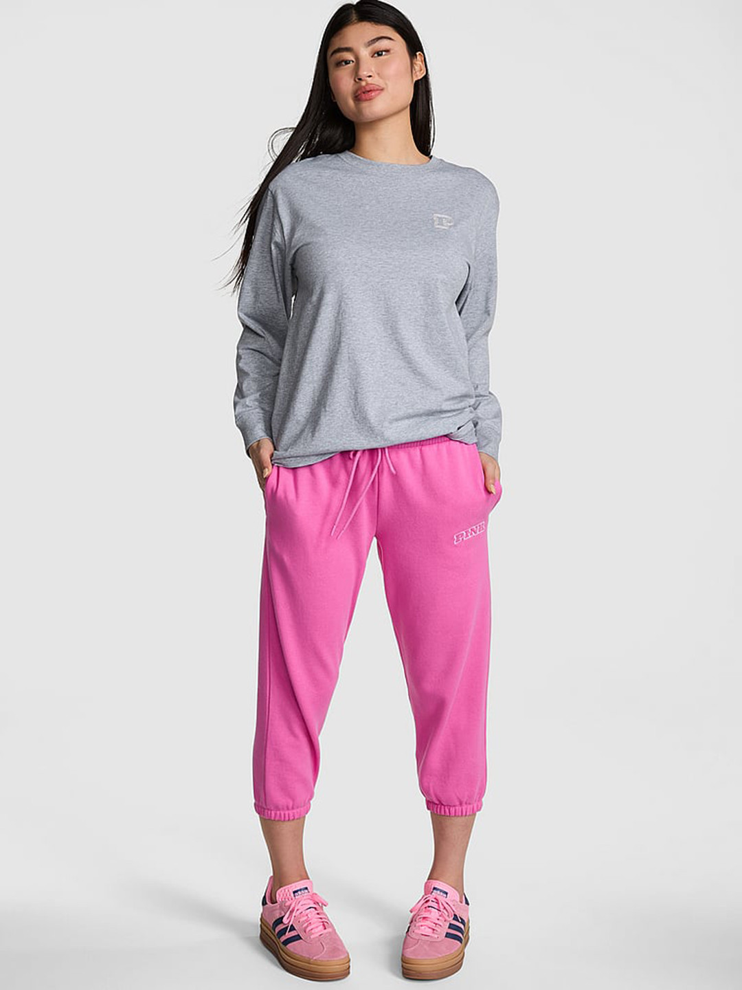 Victoria's Secret Women Colourblocked High Neck Drop-Shoulder Sleeves Pockets T-shirt