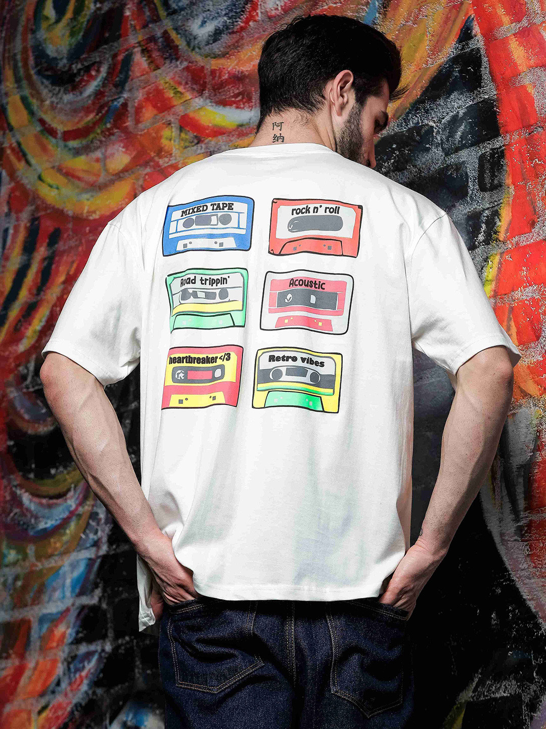 House of Koala Unisex Printed Drop-Shoulder Sleeve Pure Cotton Oversized T-shirt