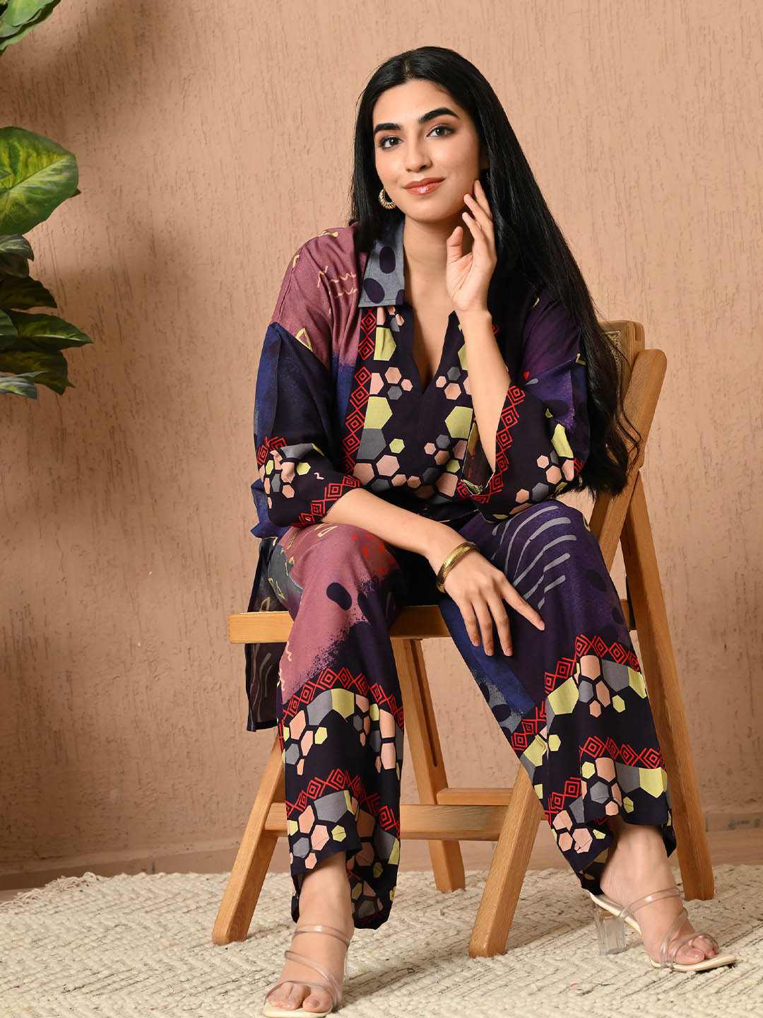 YELLOW PARROT Printed Top With Trousers