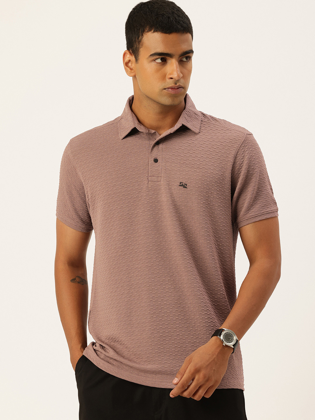 FIFTY TWO Self Designed Polo Collar Dri-Fit T-shirt