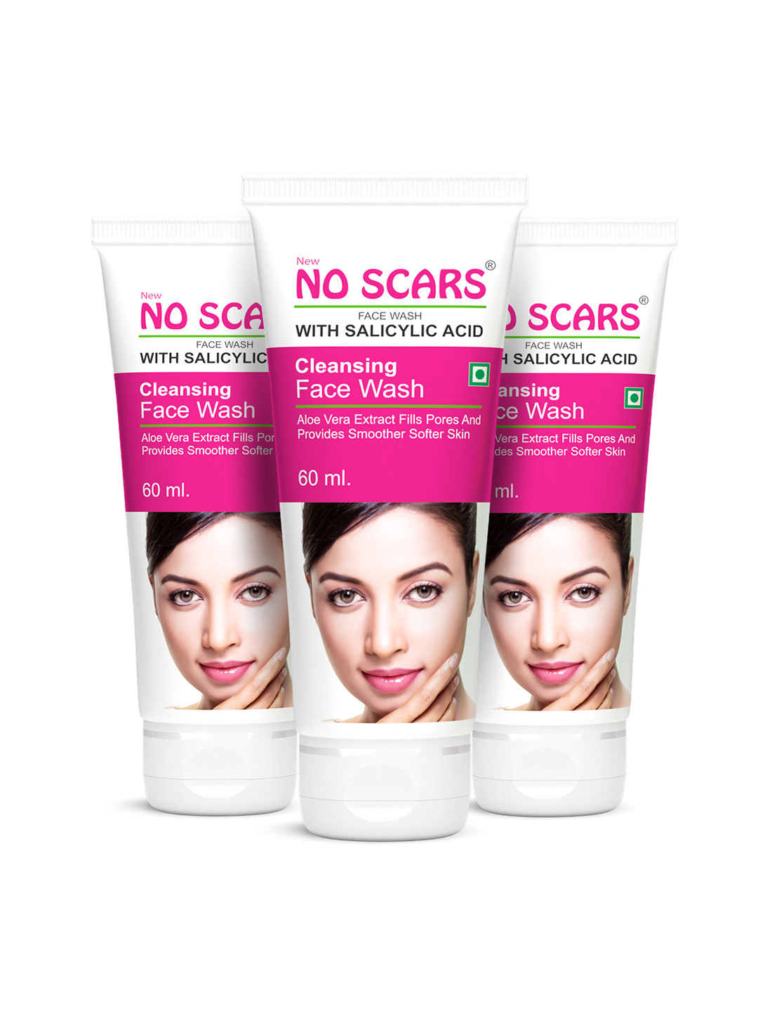 NO SCARS Set Of 3 Deep Cleansing Face Wash With Salicylic Acid & Aloe Vera - 60 ml Each