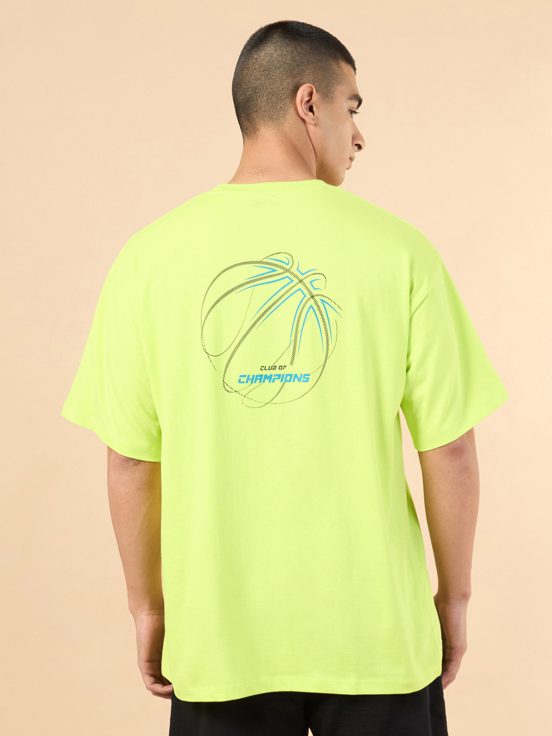 CULT Men Lime Community Graphic Oversized fit T-shirt