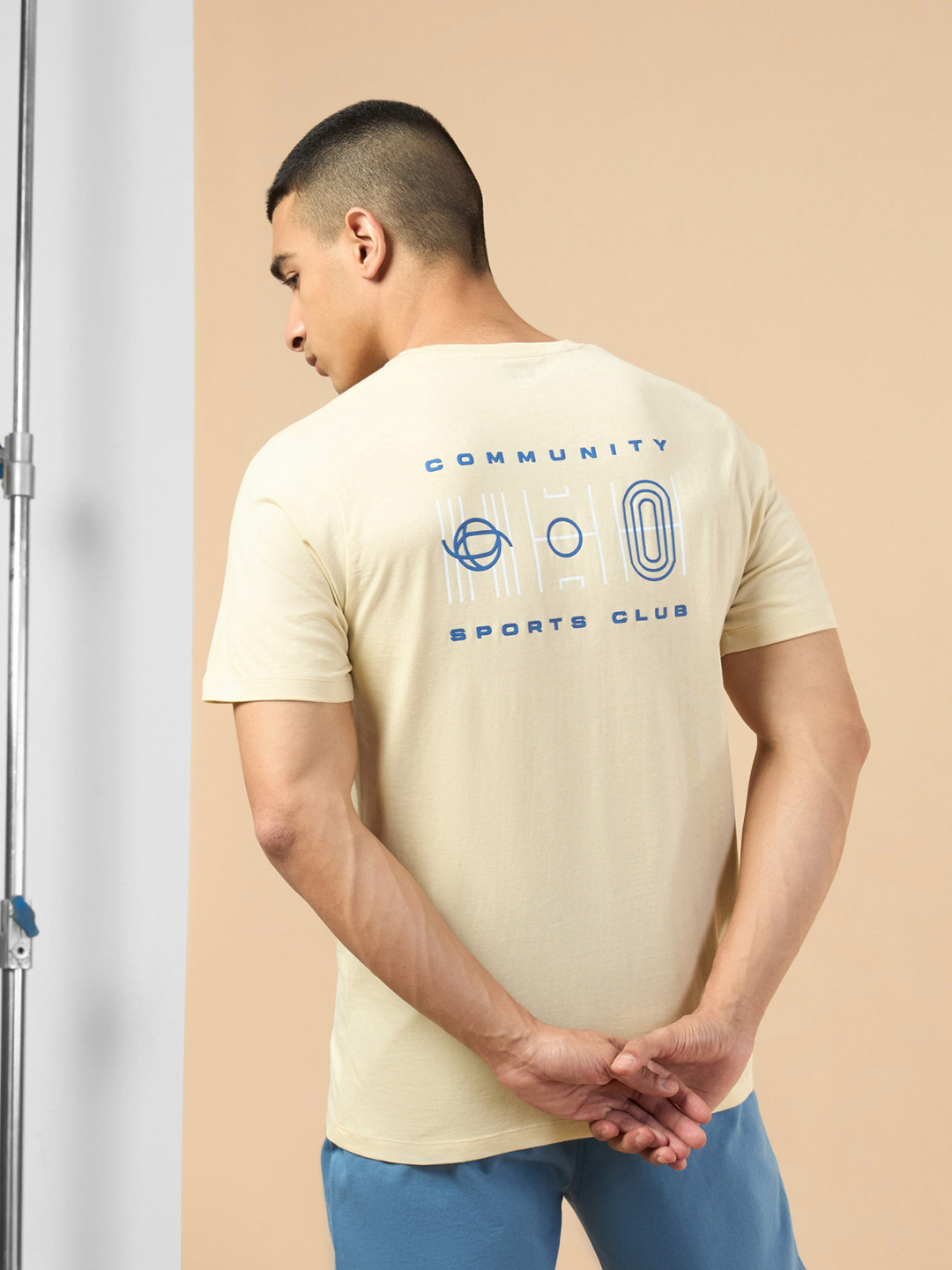 CULT Men Beige Sports Club Graphic T-shirt