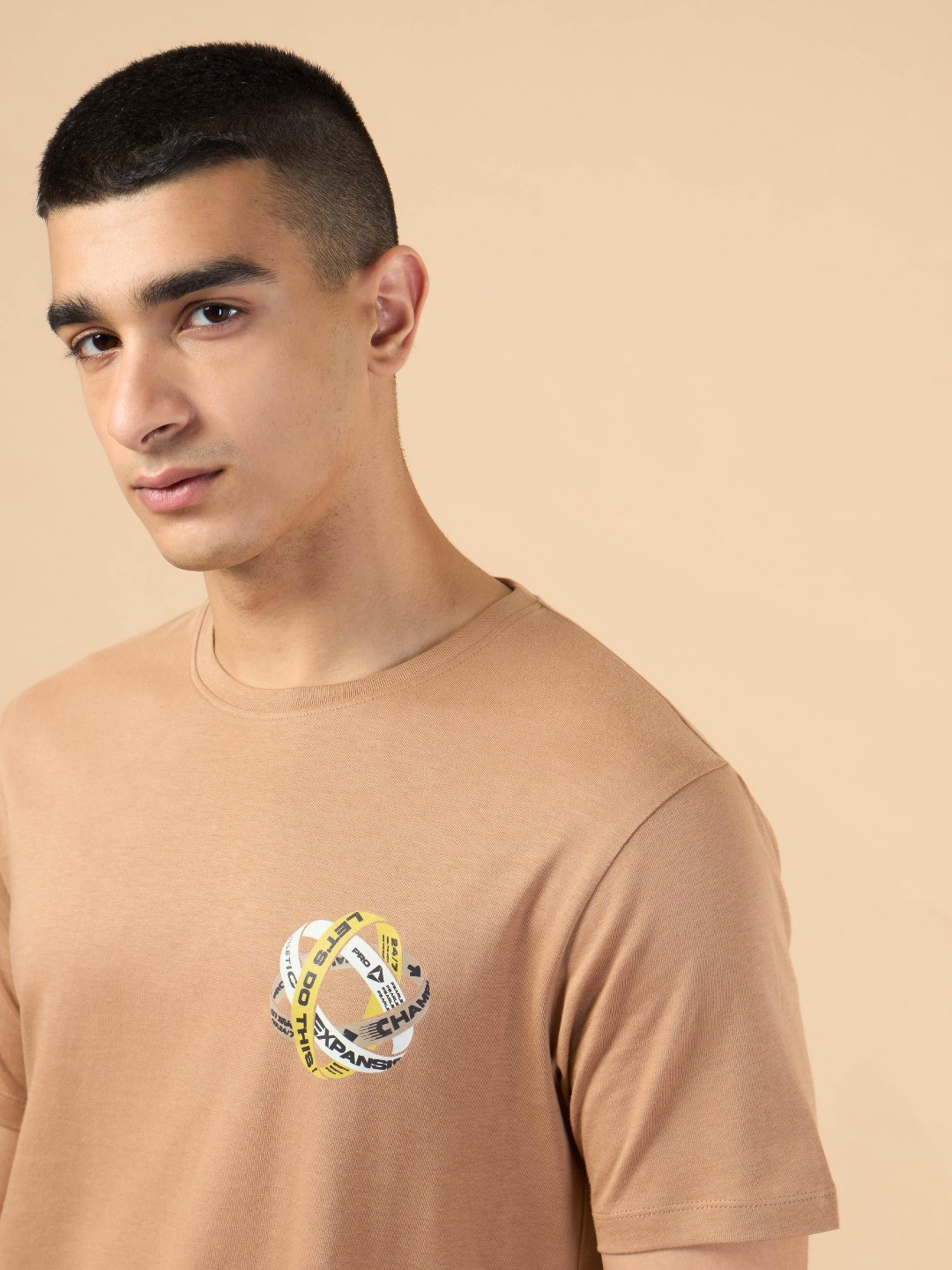 CULT Men Khaki Community Graphic T-shirt