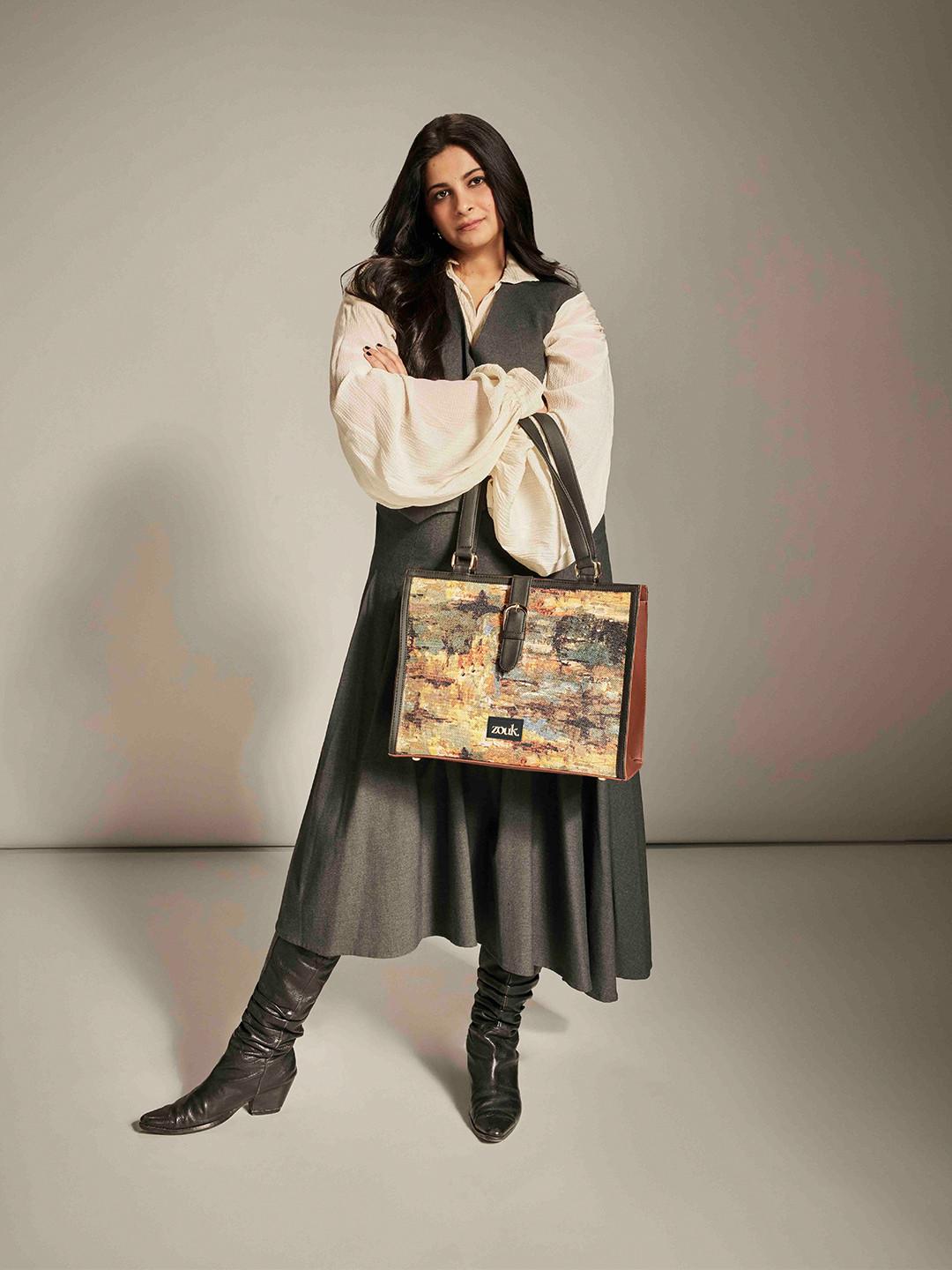 ZOUK Women Abstract Printed Shopper Rhea Kapoor Tote Bag - Bombay Tapestry