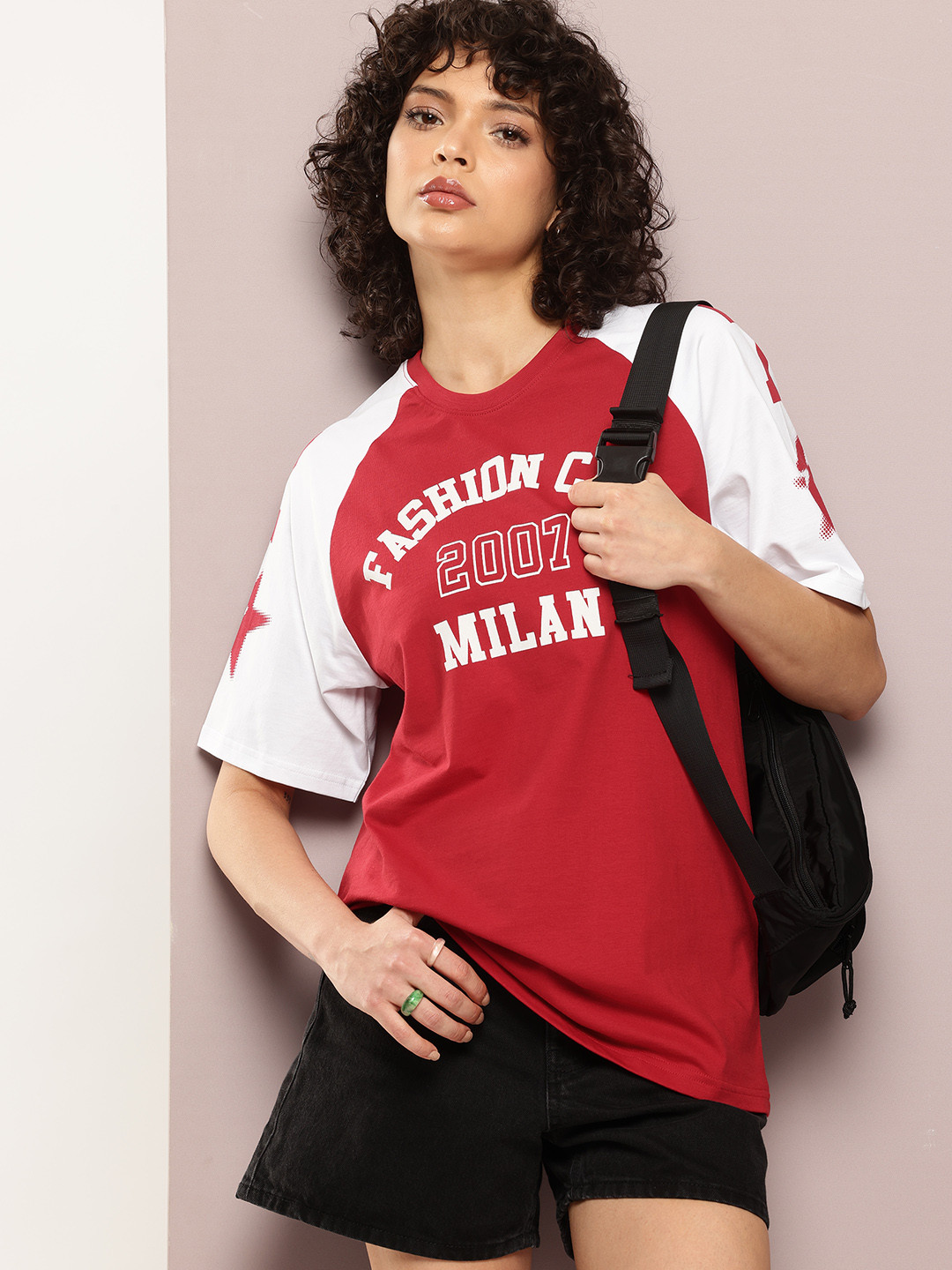 DILLINGER Women Oversized Raglan Sleeve Printed Tshirt