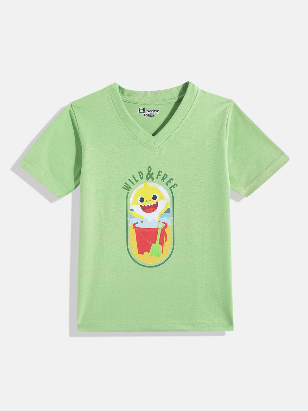 Eteenz Kids Boys Baby Shark Printed V-Neck T-Shirt