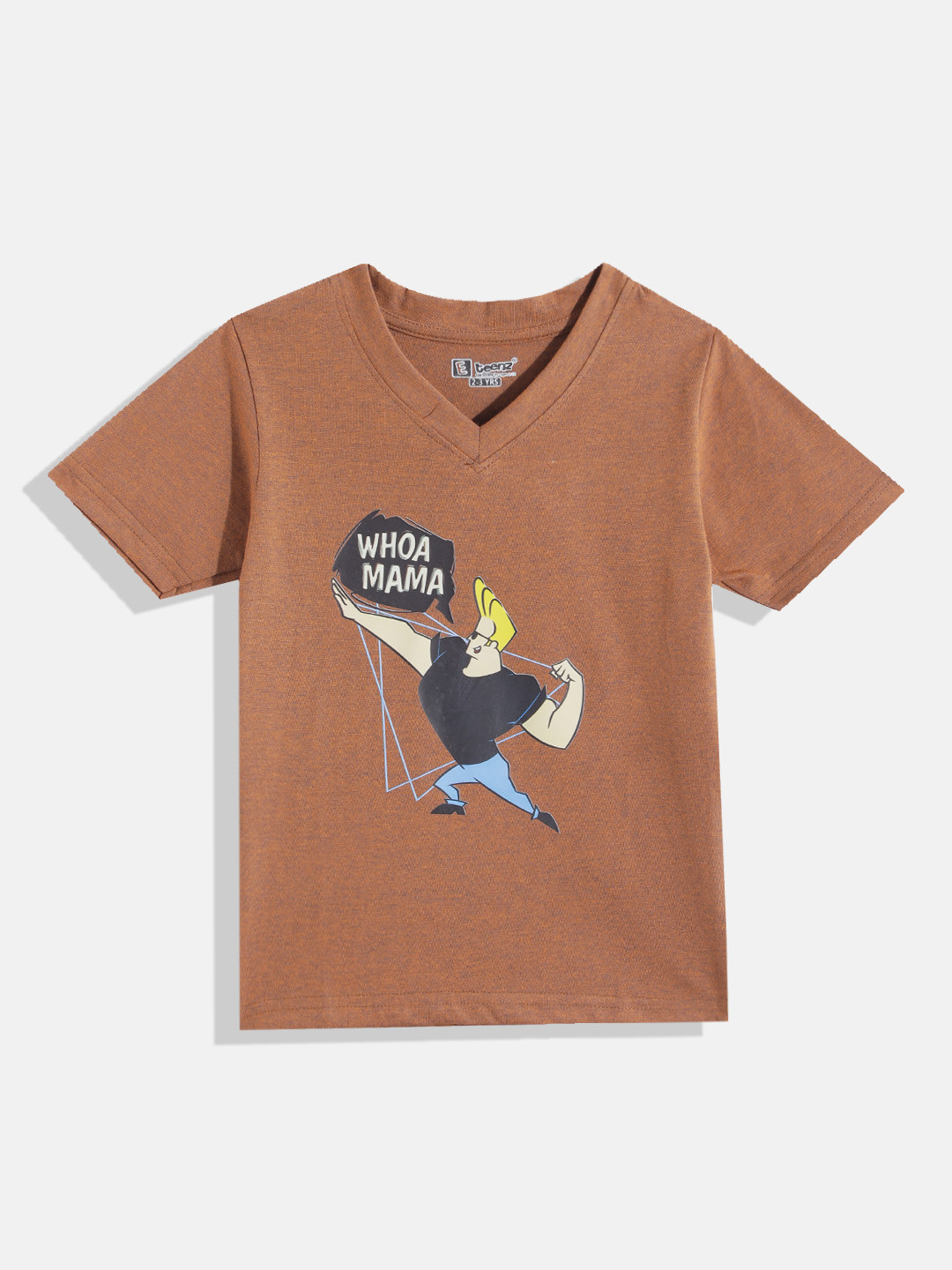 Eteenz Kids Boys Johnny Bravo Printed V-Neck T-Shirt