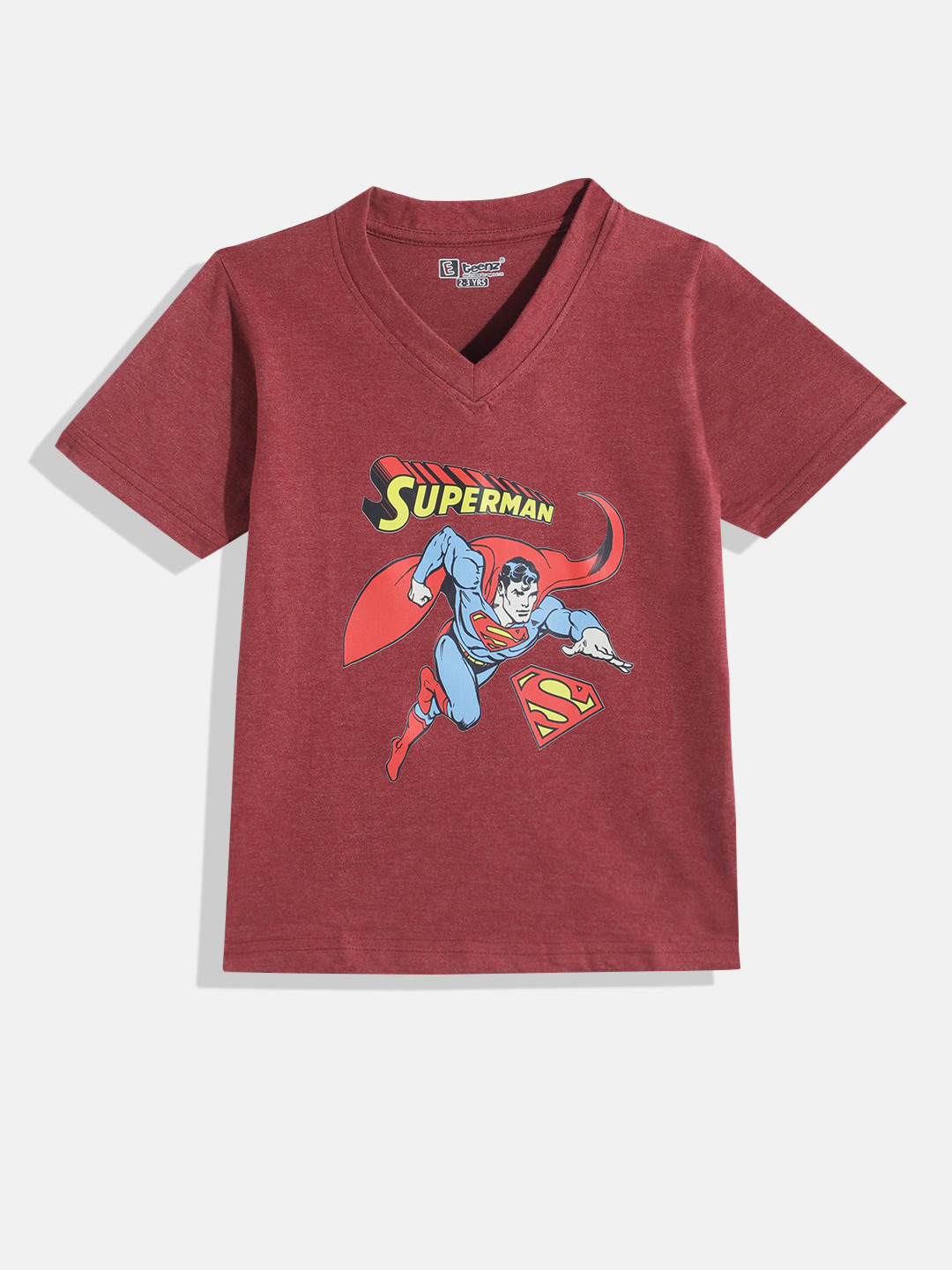 Eteenz Kids Boys Superman Printed V-Neck T-Shirt