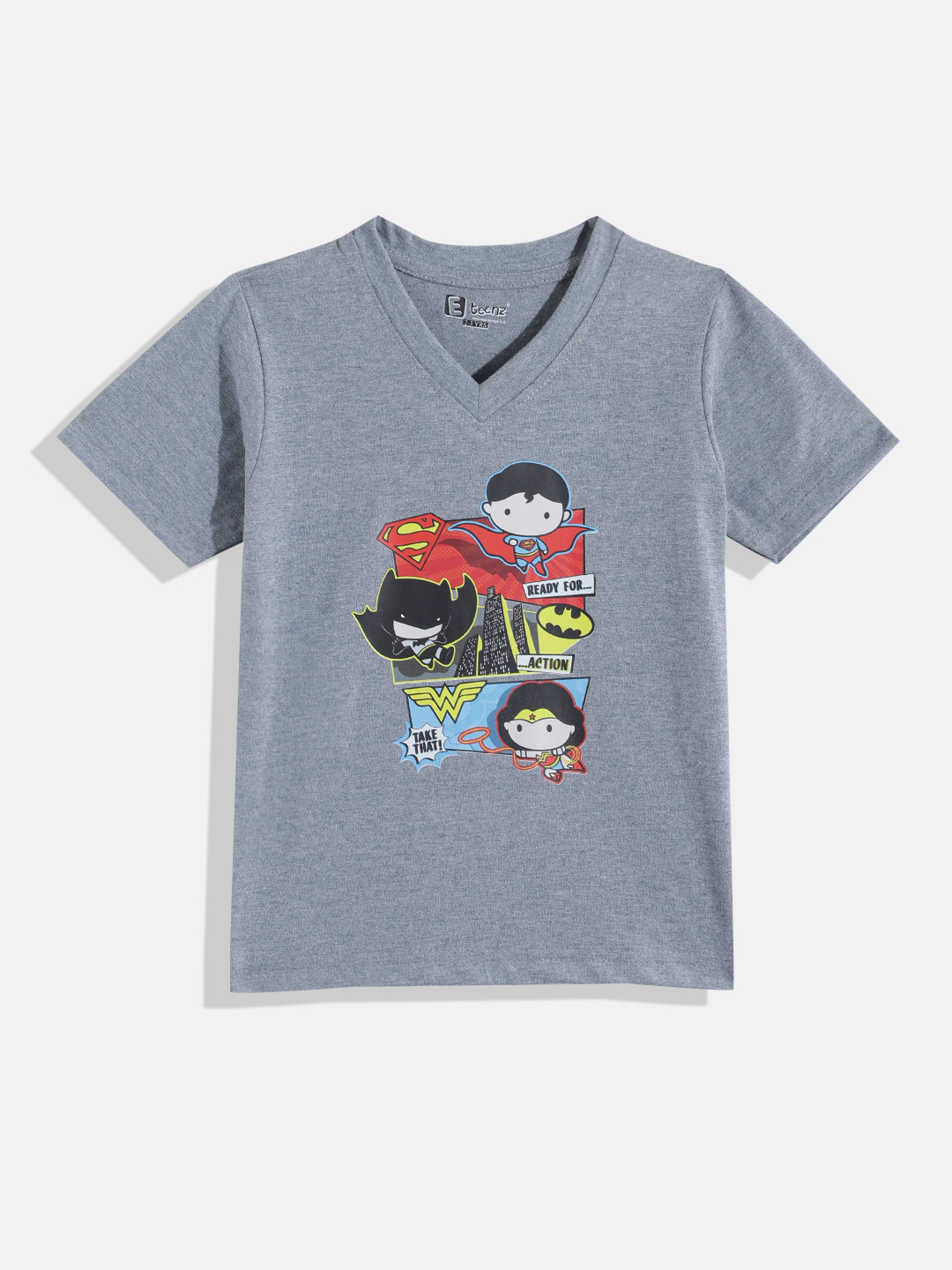 Eteenz Kids Boys Justice League Printed V-Neck T-Shirt