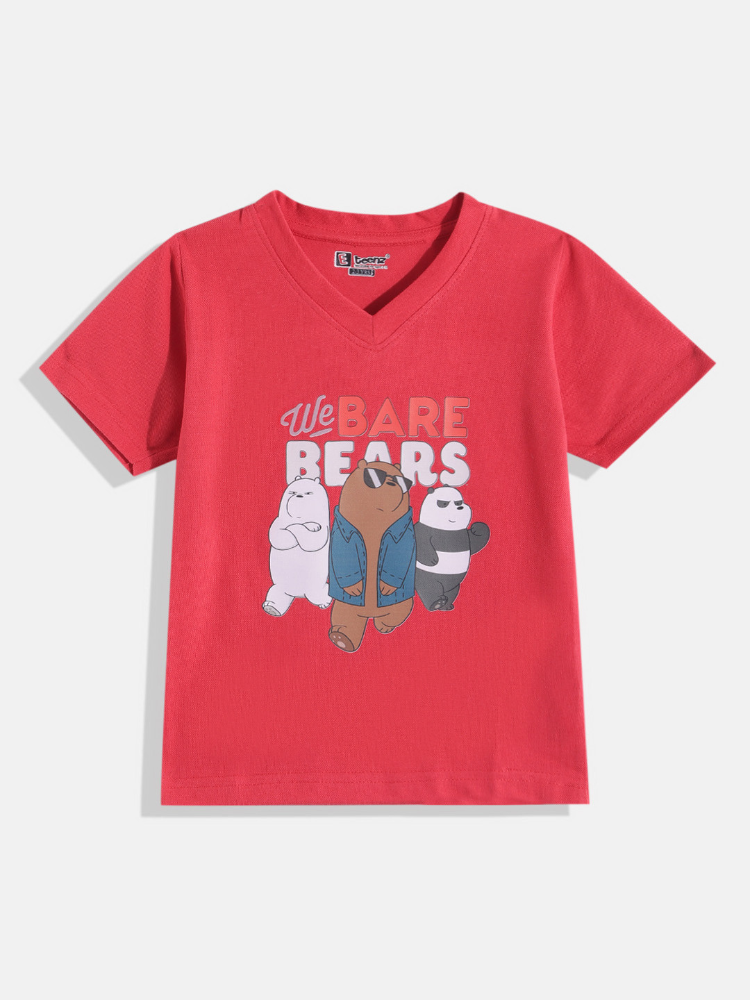 Eteenz Kids Boys We Bare Bear Printed V-Neck T-Shirt