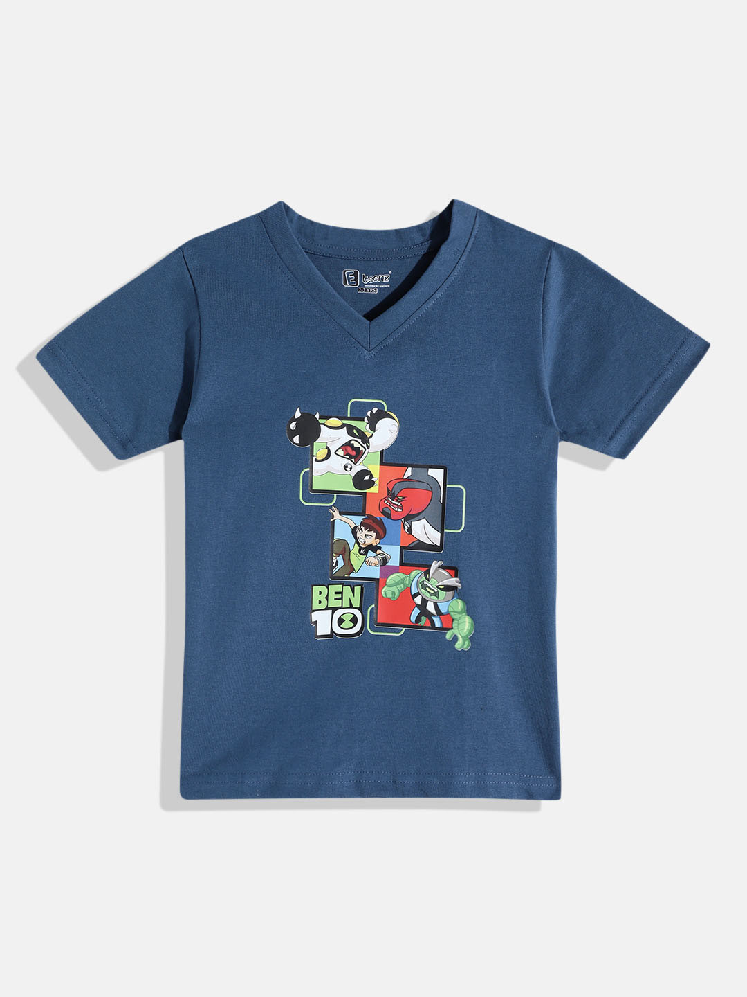 Eteenz Boys Ben 10 Printed V-Neck T-shirt