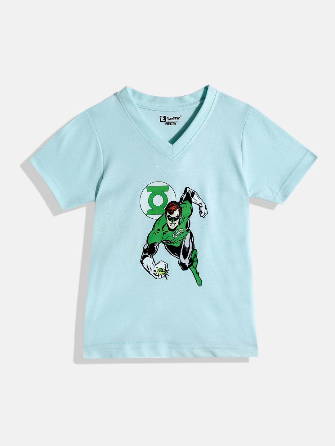 Eteenz Kids Boys Green Lantern Printed V-Neck T-Shirt