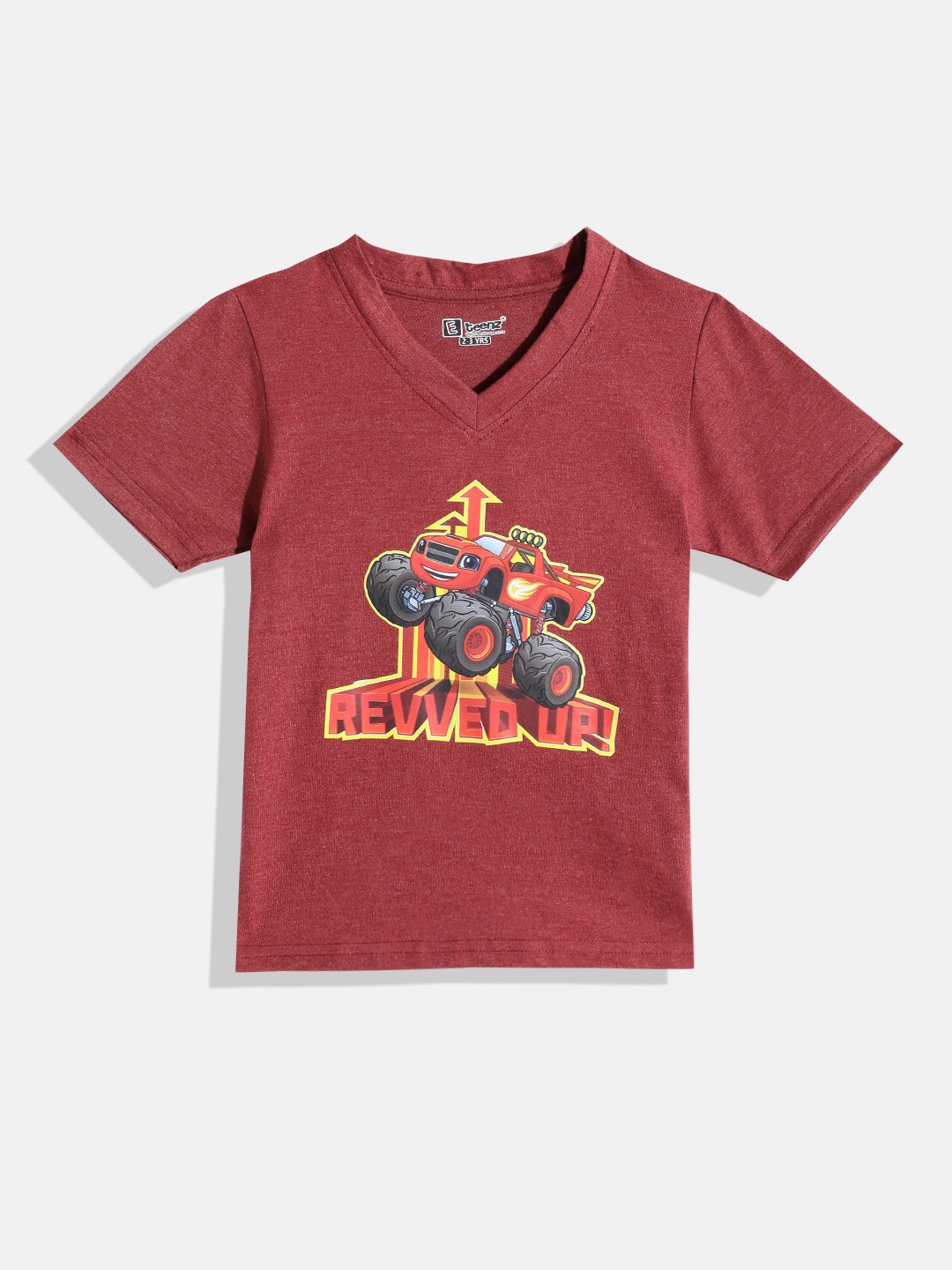 Eteenz Kids Boys Blaze Printed V-Neck T-Shirt